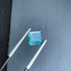 2.5 Carats Bicolor (Blue Green) Tourmaline Emerald Cut Gemstone for Jewelry