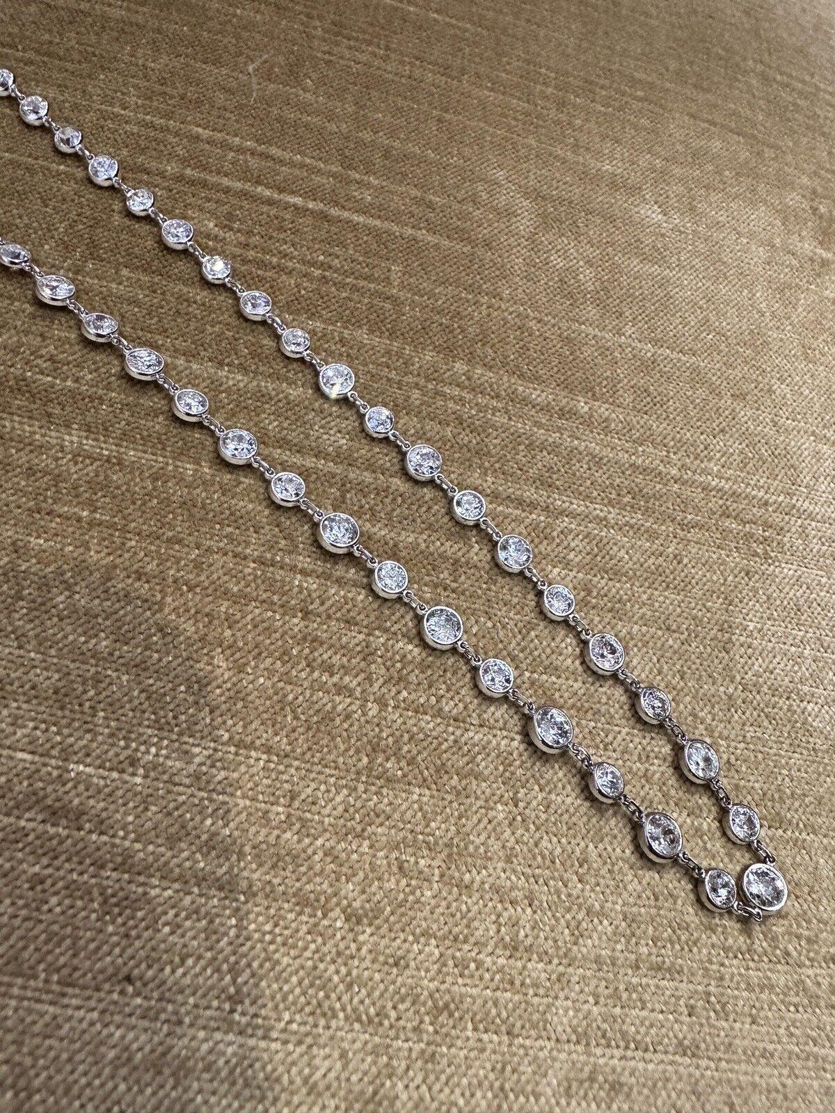 Old European Cut 25 carats Diamond By the Yard Necklace with Old Cut Diamonds in Platinum 38