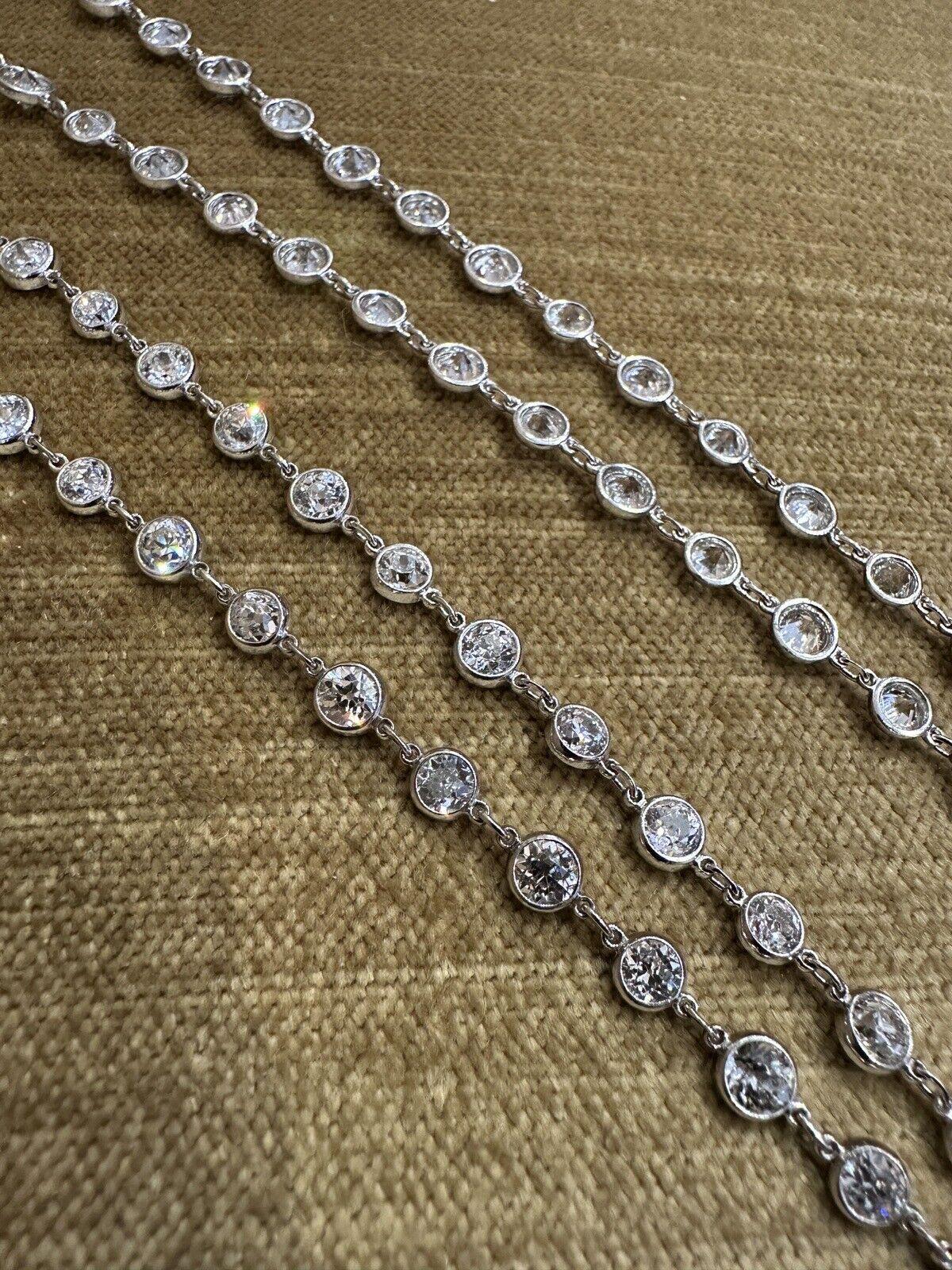 25 carats Diamond By the Yard Necklace with Old Cut Diamonds in Platinum 38