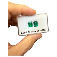 2.5 carats Vivid Green Colombian Emerald Pair, Emerald Cut Loose Gemstones GRS