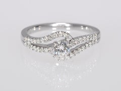 .25 Center .50 Carat Natural Diamond Engagement Ring in White Gold 18 Karat