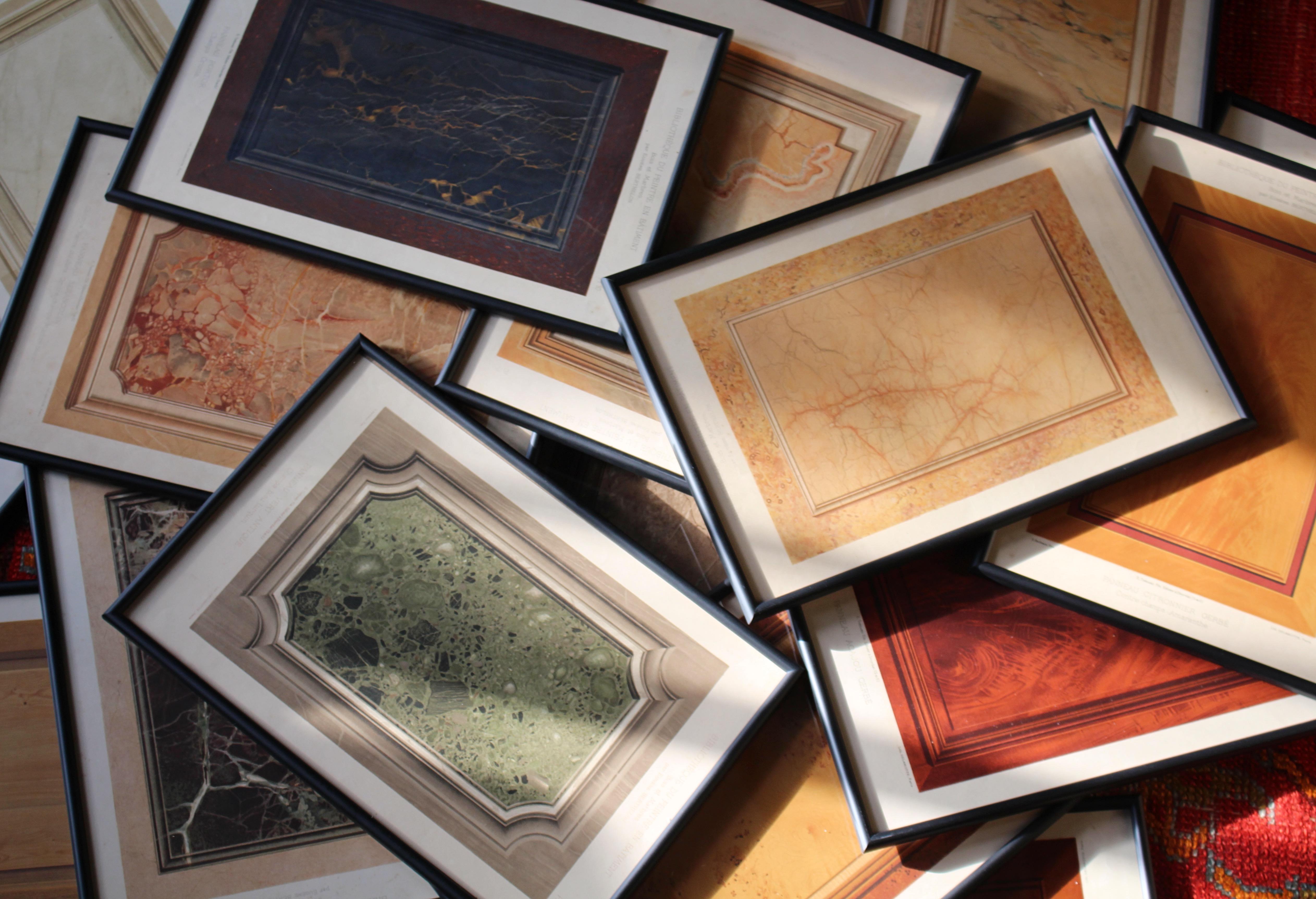 A impressive collection of 25 Parisian framed chromolithograph plates of 