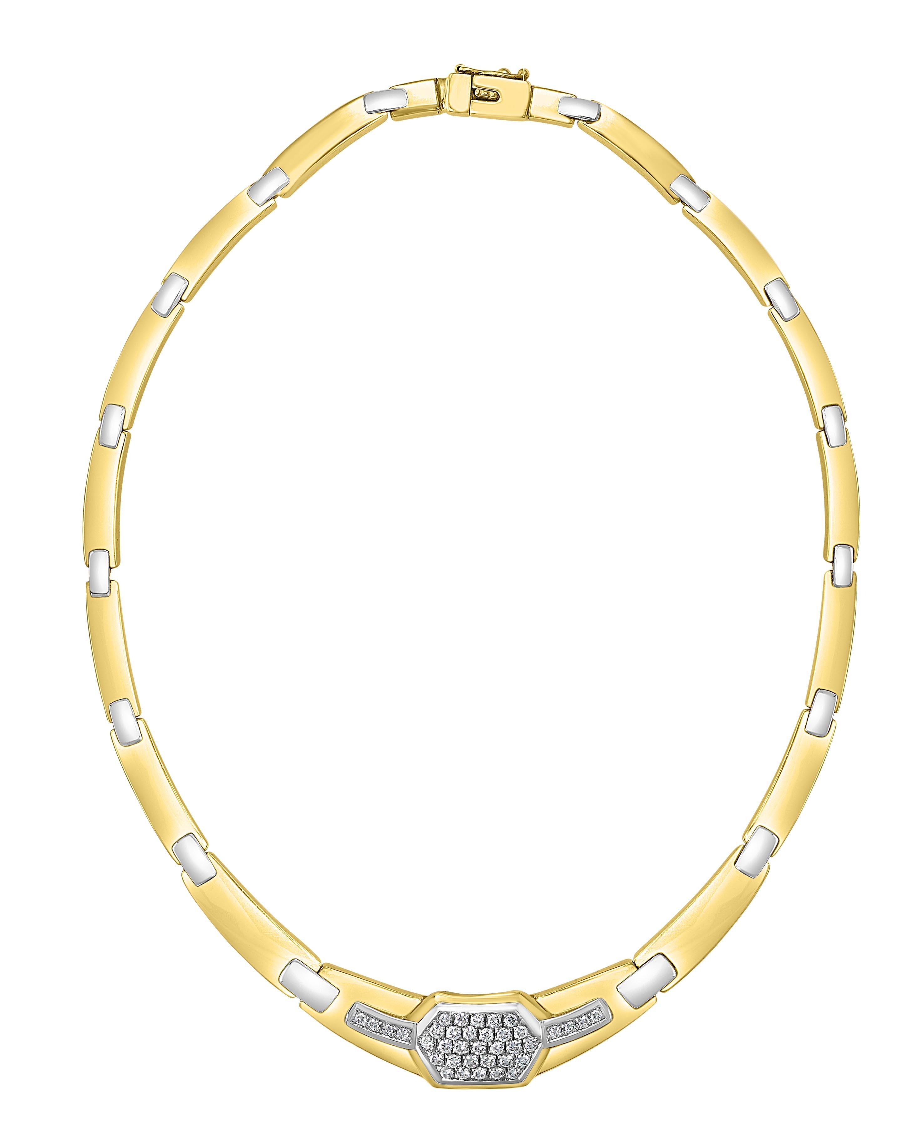Women's 2.5 Ct Diamond Necklace 51 Grams 18 K Gold Bridal Necklace by Designer Salvini For Sale