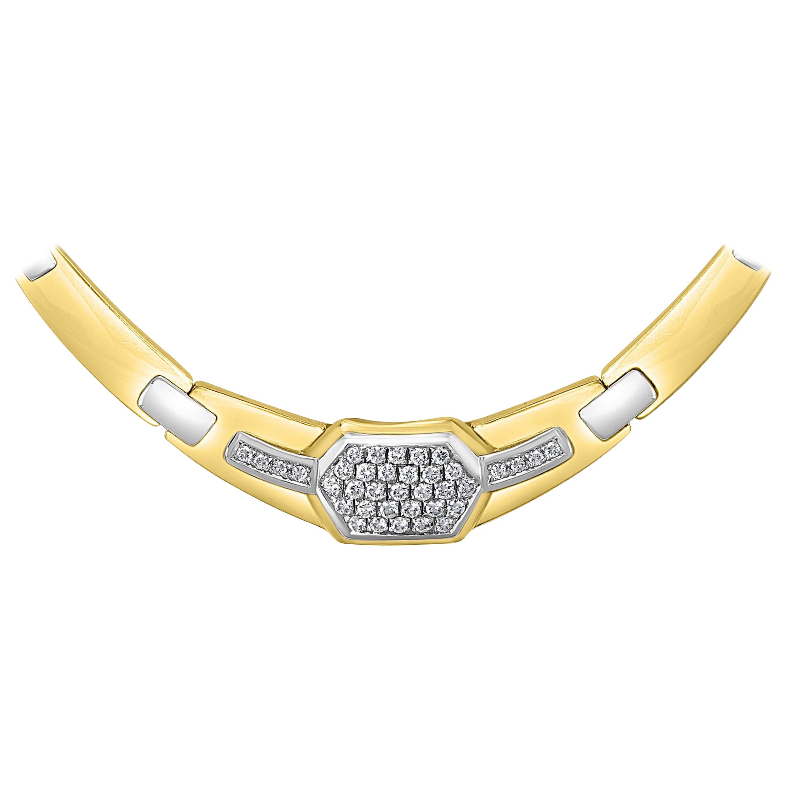 2.5 Ct Diamond Necklace 51 Grams 18 K Gold Bridal Necklace by Designer Salvini