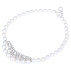 AAA Pearl and Diamond Necklace, 2.5ct Diamonds, 18k Gold, 2020