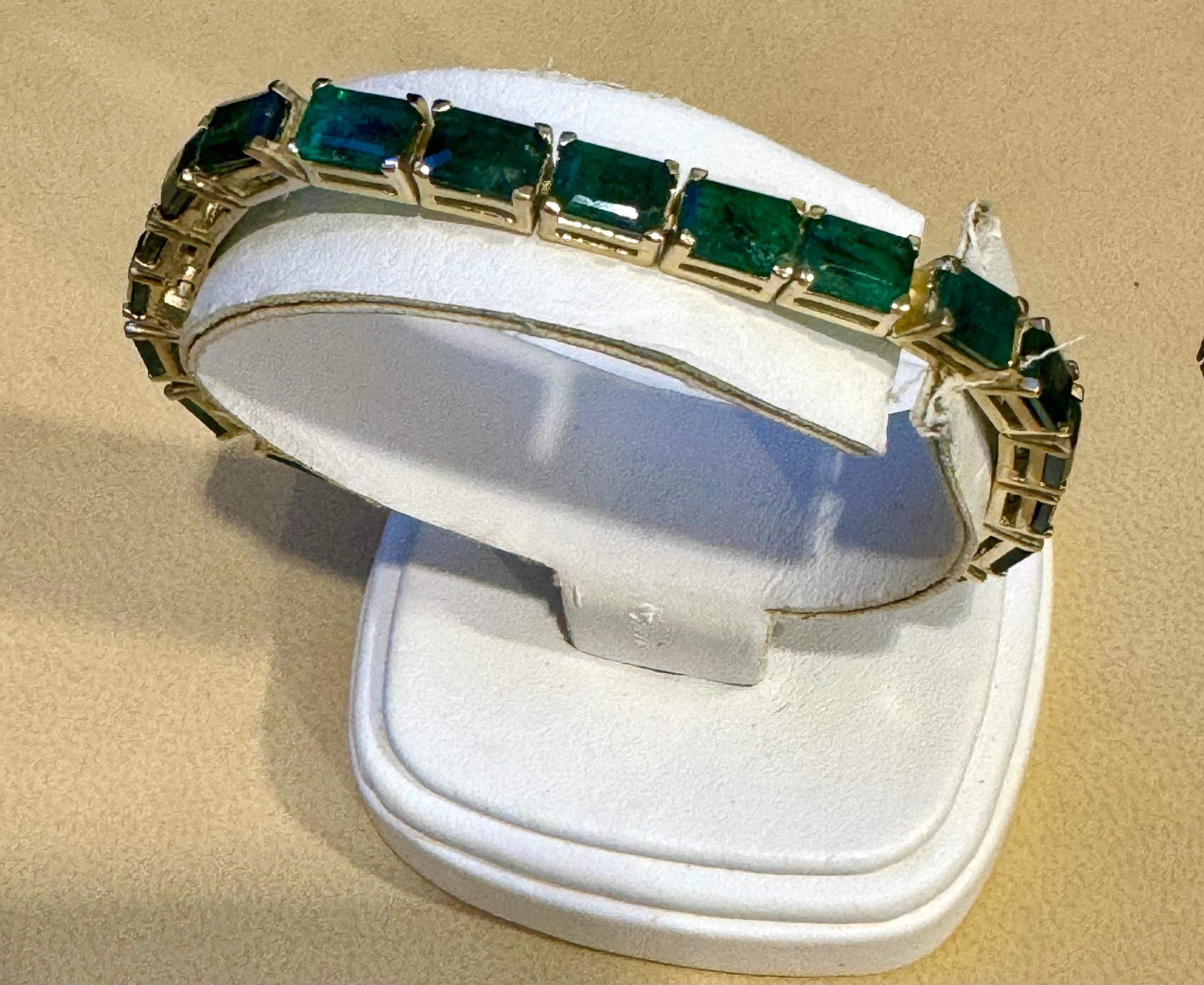 Bracciale da tennis con smeraldo naturale da 25 carati in oro giallo 14 kt 7
