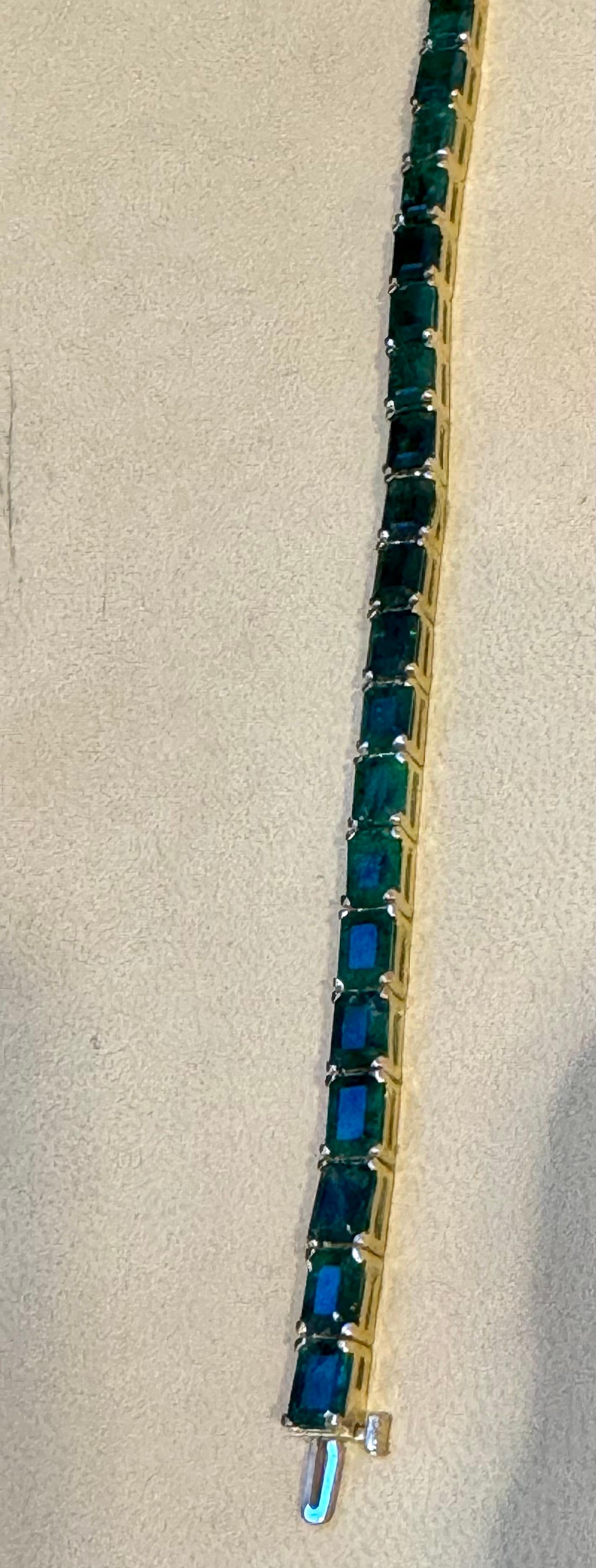 Bracciale da tennis con smeraldo naturale da 25 carati in oro giallo 14 kt 7