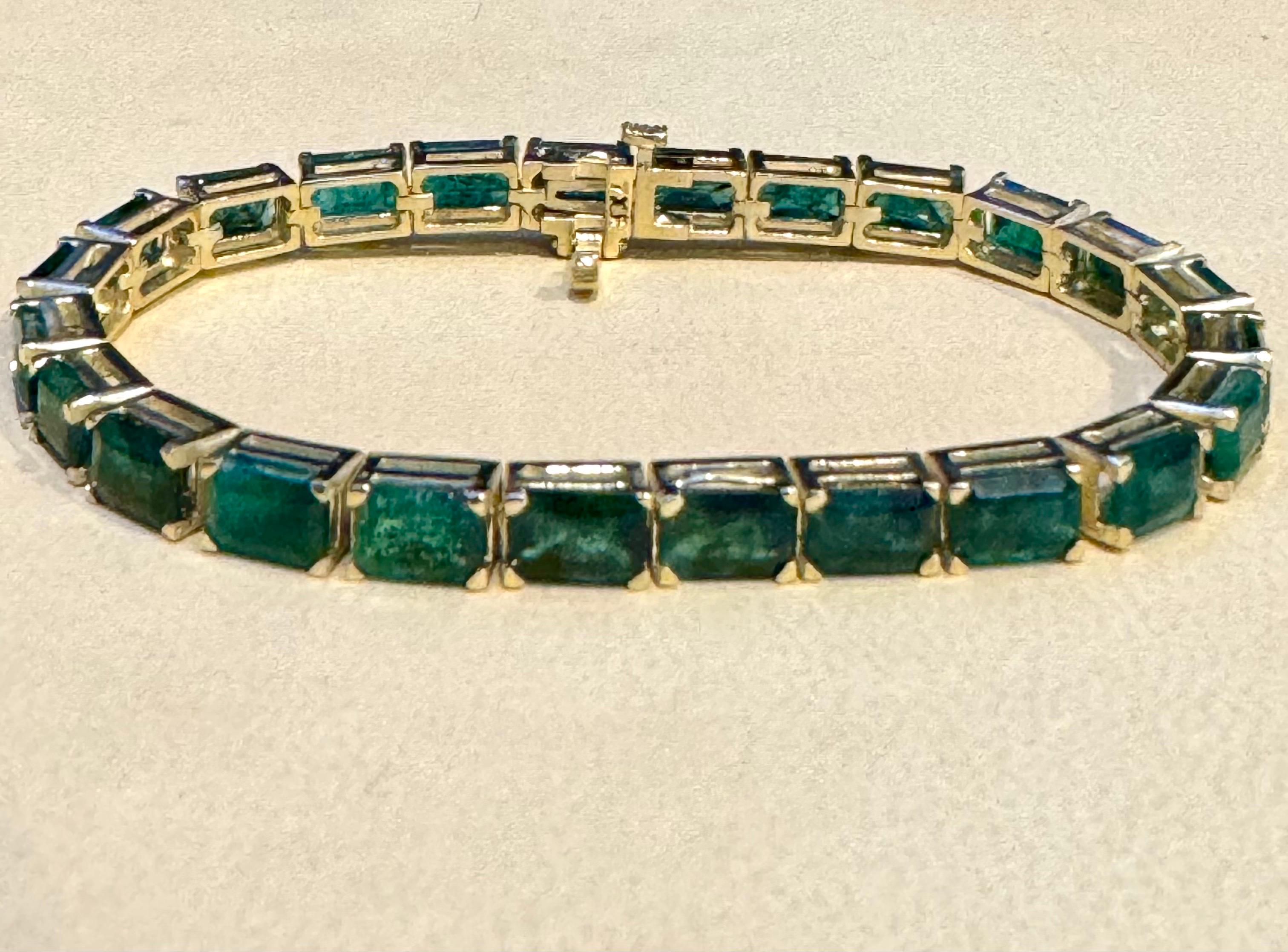 Bracciale da tennis con smeraldo naturale da 25 carati in oro giallo 14 kt 7