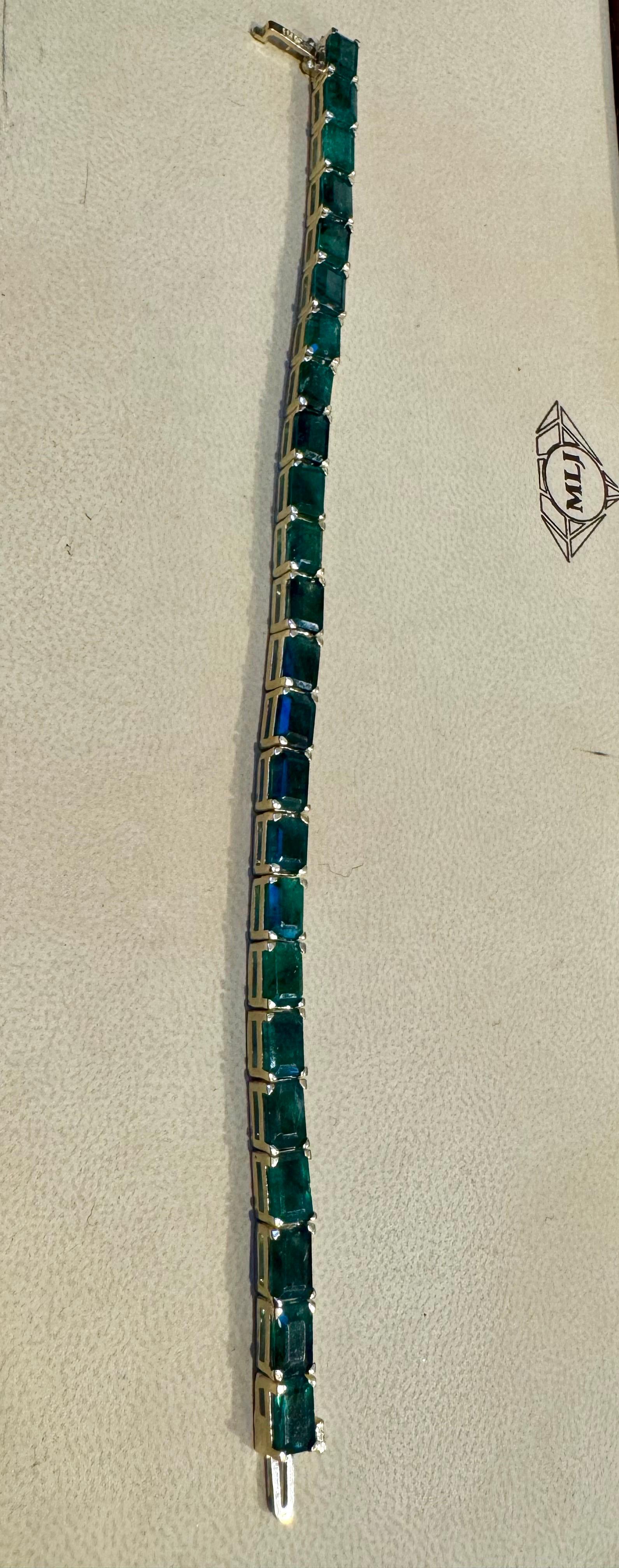 Bracciale da tennis con smeraldo naturale da 25 carati in oro giallo 14 kt 7