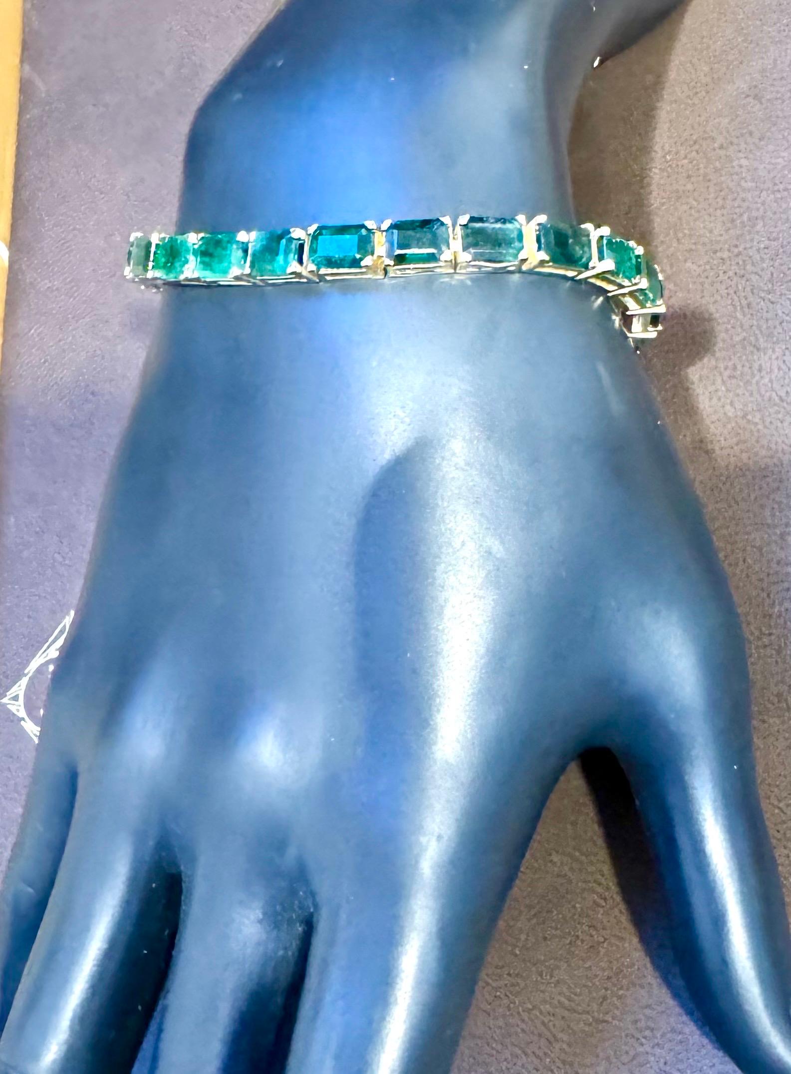Bracciale da tennis con smeraldo naturale da 25 carati in oro giallo 14 kt 7