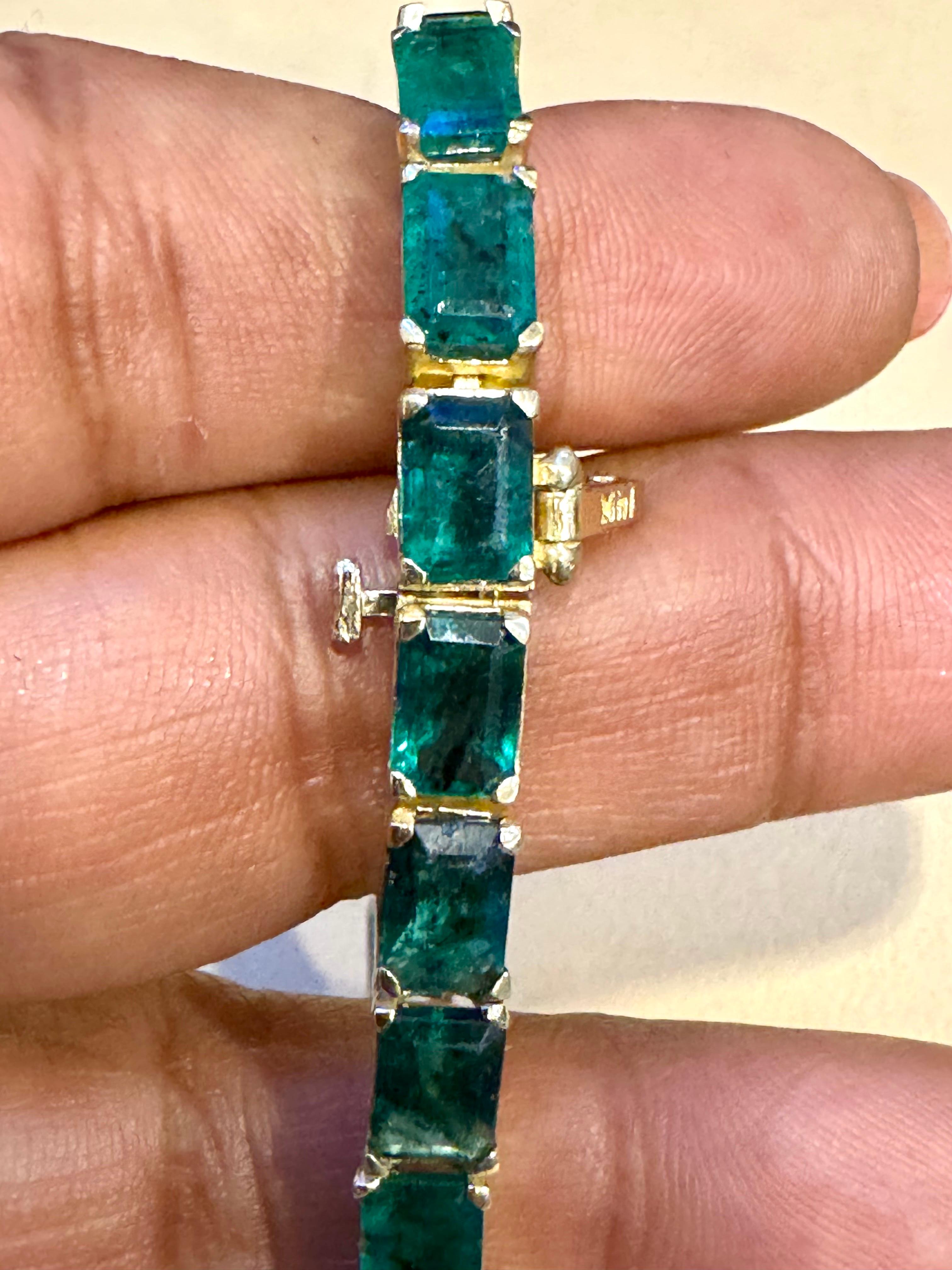 Taglio smeraldo Bracciale da tennis con smeraldo naturale da 25 carati in oro giallo 14 kt 7