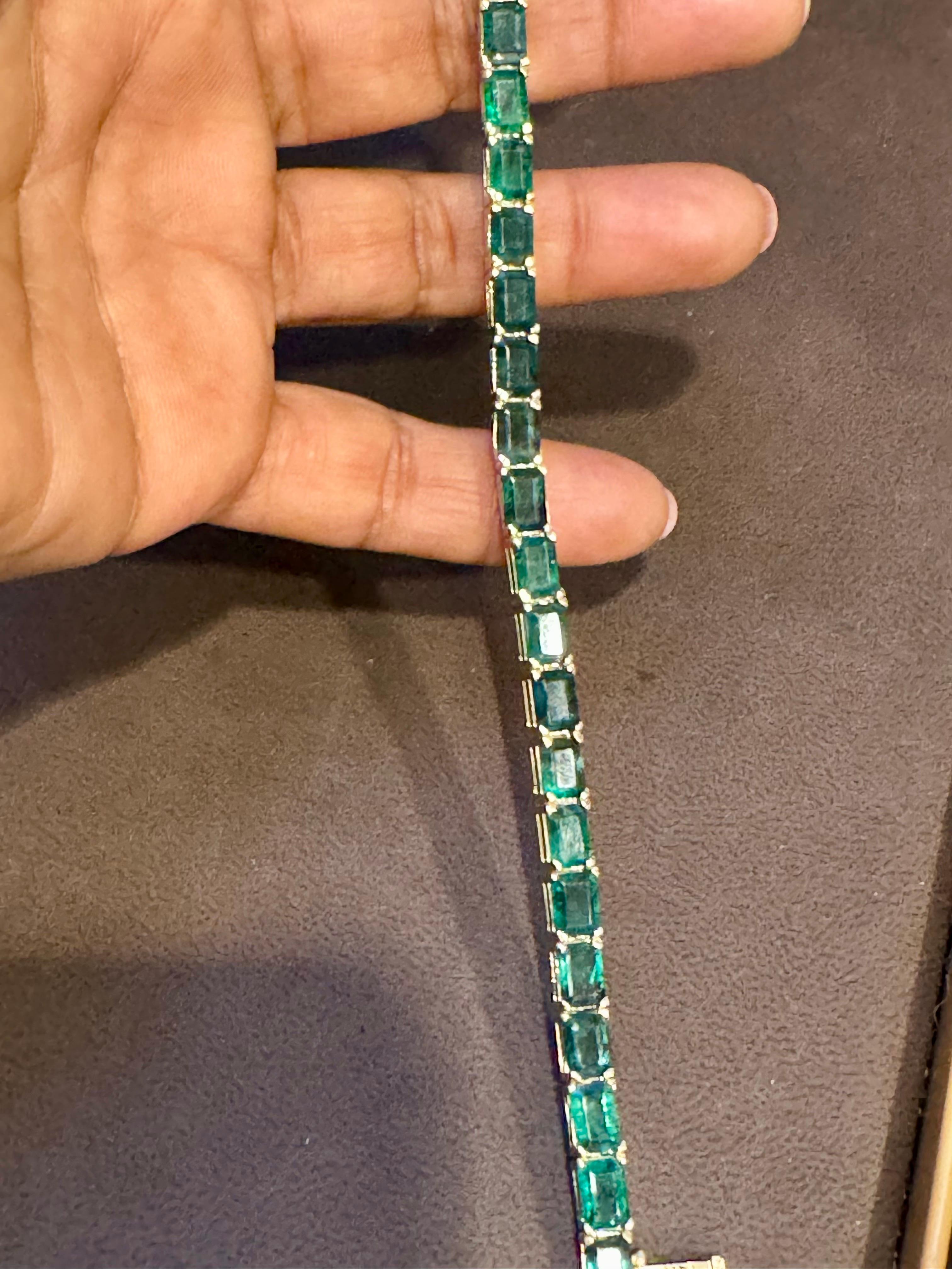 Bracciale da tennis con smeraldo naturale da 25 carati in oro giallo 14 kt 7