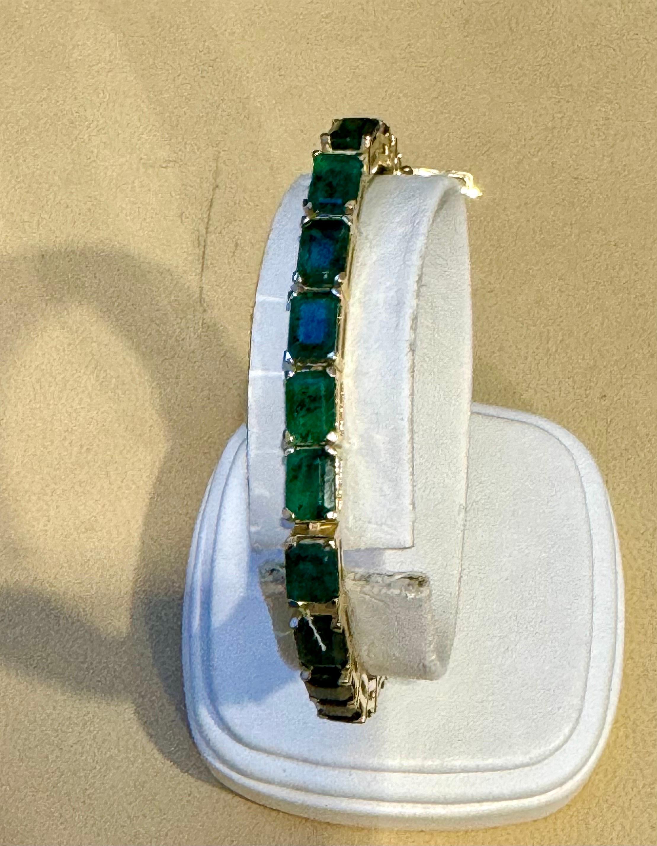 Bracciale da tennis con smeraldo naturale da 25 carati in oro giallo 14 kt 7