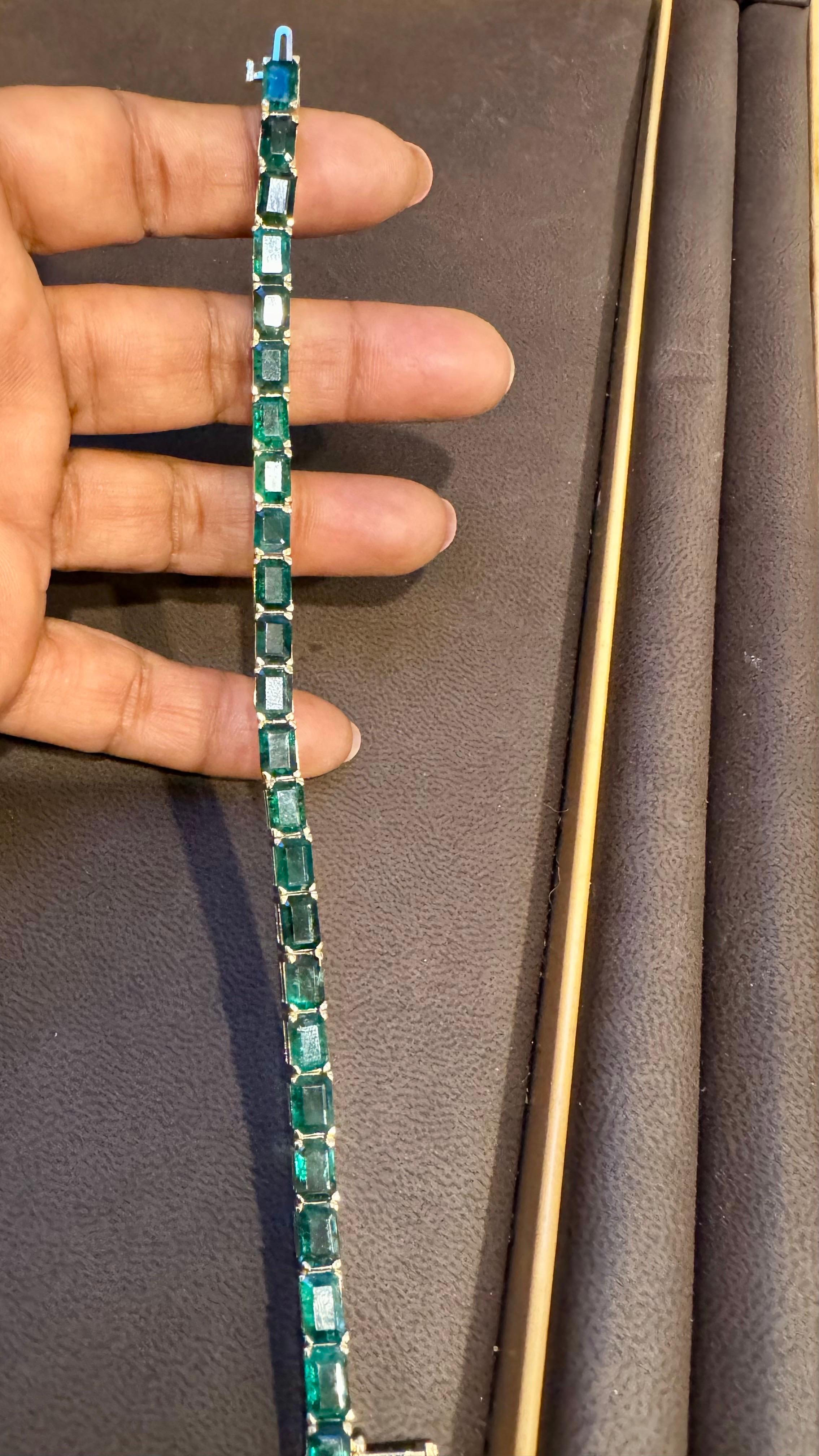 Bracciale da tennis con smeraldo naturale da 25 carati in oro giallo 14 kt 7