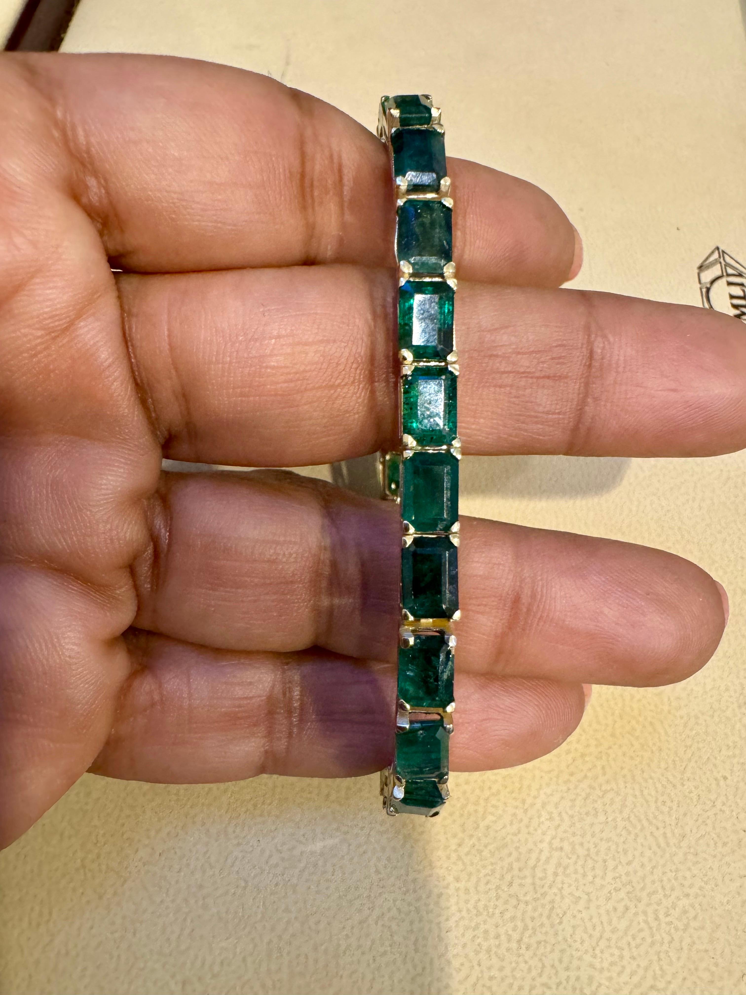 Bracciale da tennis con smeraldo naturale da 25 carati in oro giallo 14 kt 7