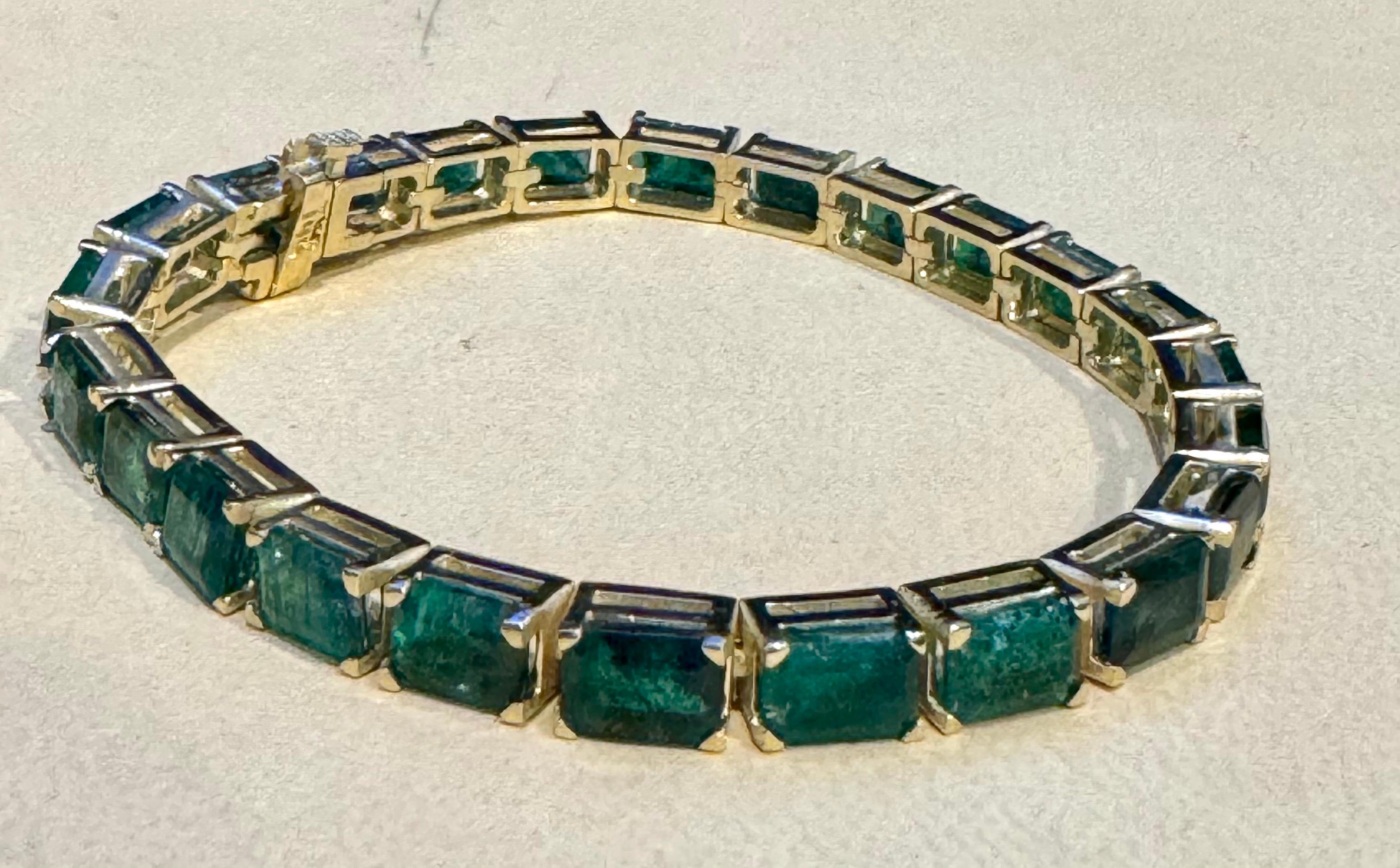 Bracciale da tennis con smeraldo naturale da 25 carati in oro giallo 14 kt 7"