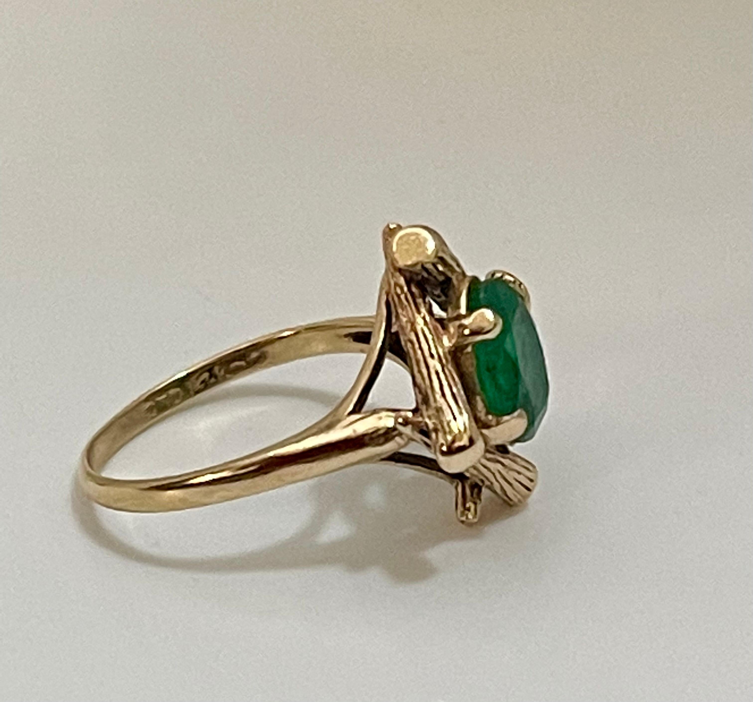 2,5 Karat natürlicher Smaragd, ovaler brasilianischer Ring aus 14 Karat Gelbgold 5
