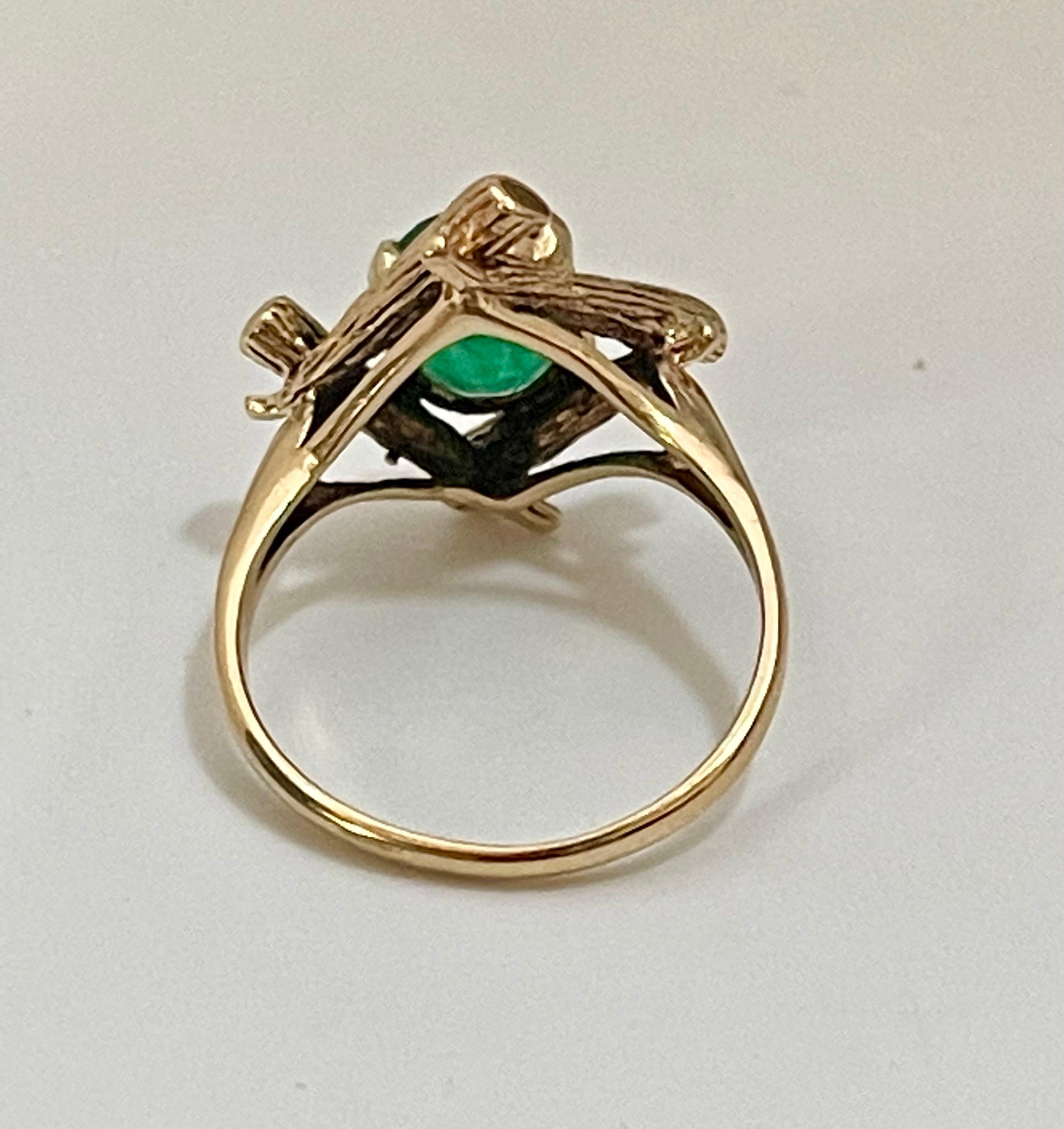 2,5 Karat natürlicher Smaragd, ovaler brasilianischer Ring aus 14 Karat Gelbgold 6
