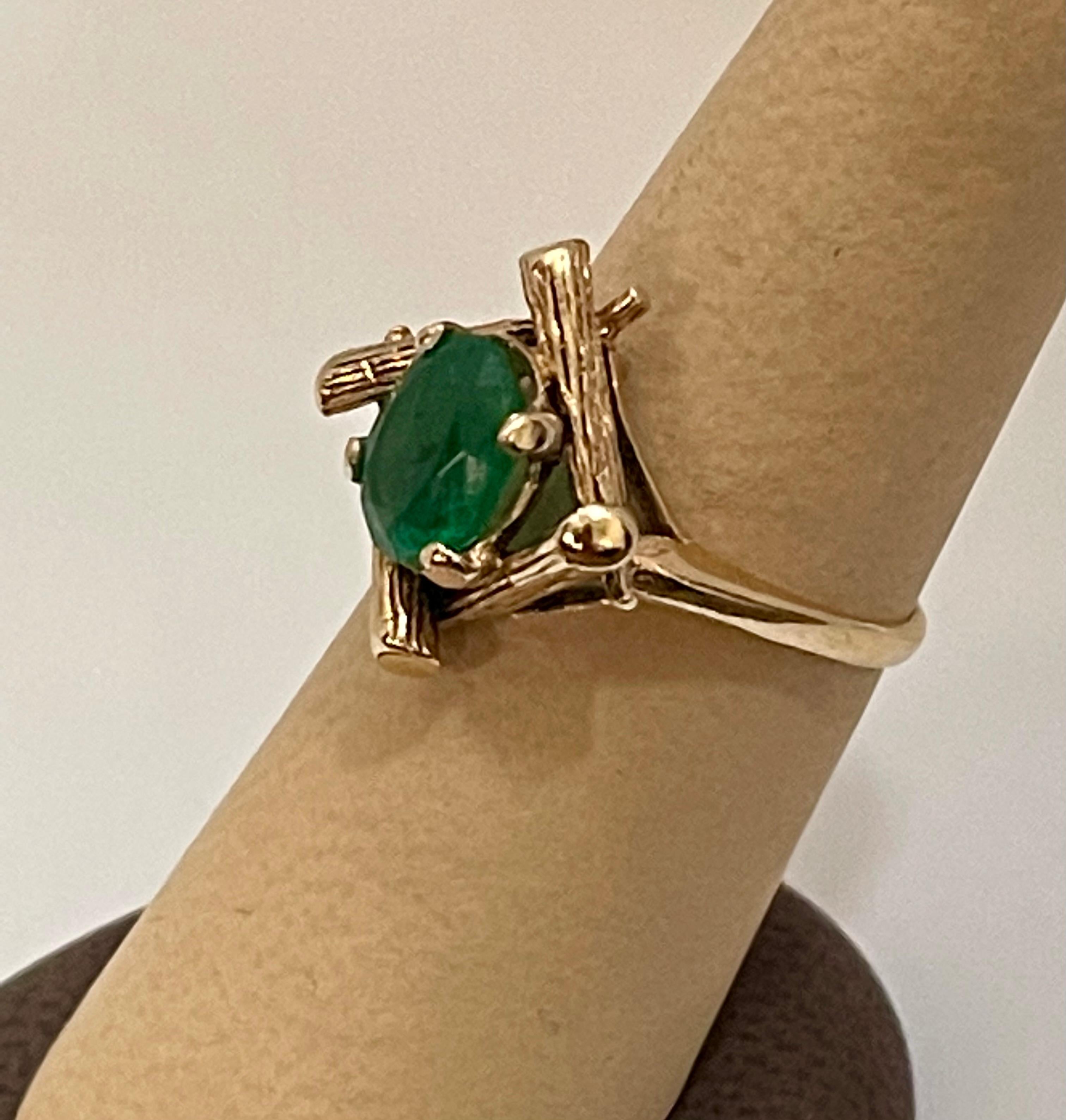 2,5 Karat natürlicher Smaragd, ovaler brasilianischer Ring aus 14 Karat Gelbgold 10