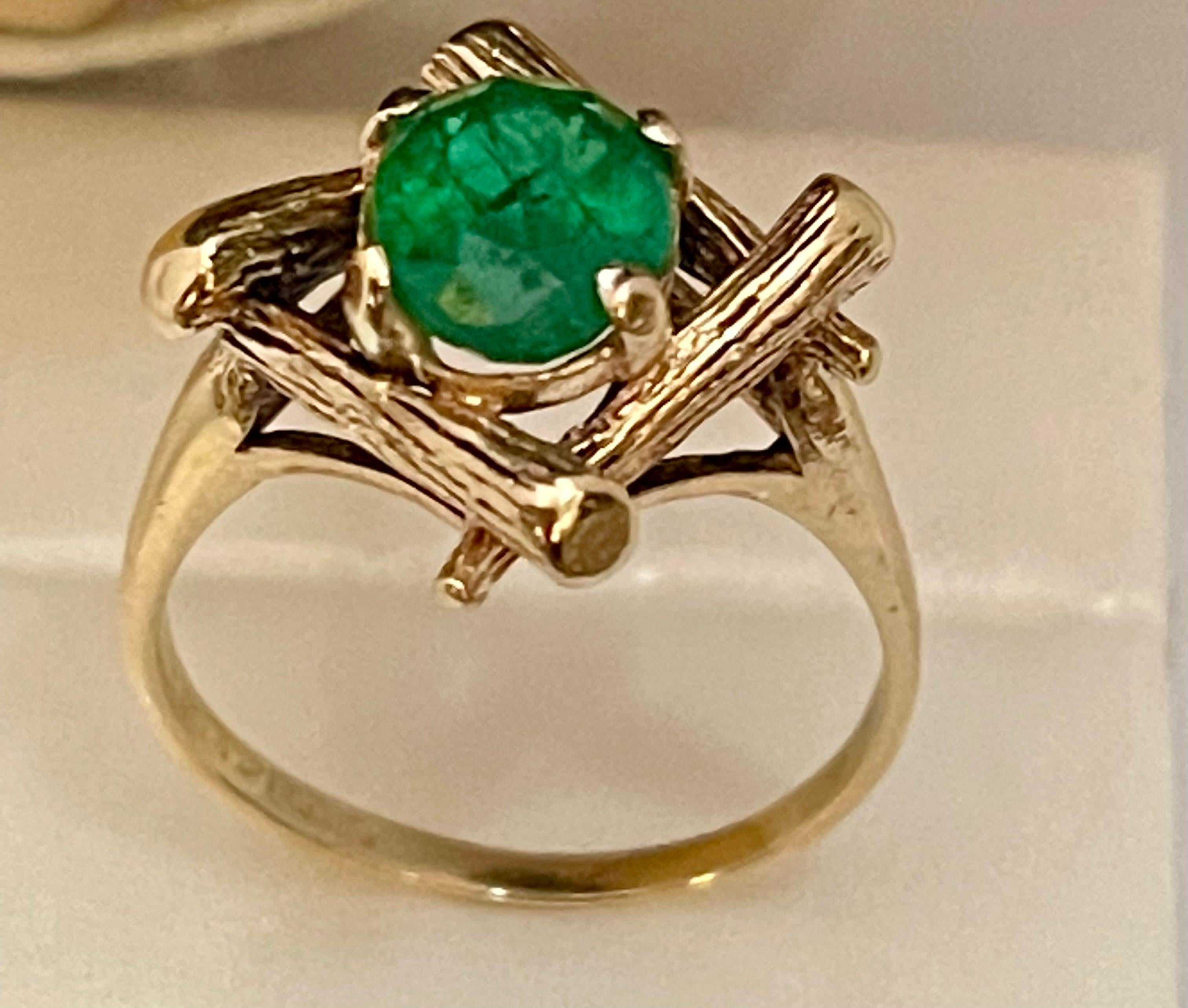 2,5 Karat natürlicher Smaragd, ovaler brasilianischer Ring aus 14 Karat Gelbgold Damen