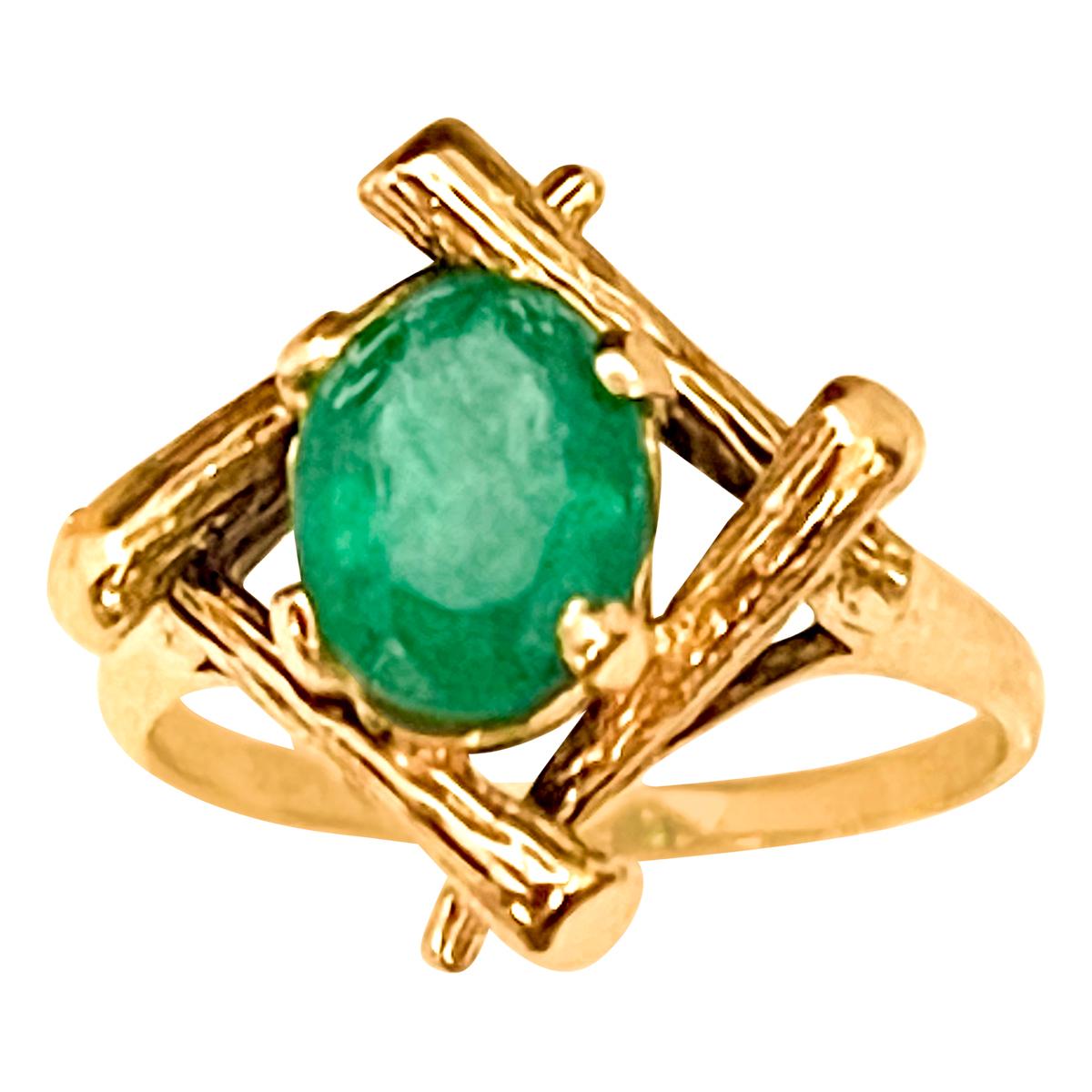 Owal shape green stone with diamond glittering design gold plated ring –  Soni Fashion®