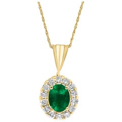 2.5 Ct Natural Emerald Zambia Pear Shape Pendant 14 Karat Yellow Gold with Chain