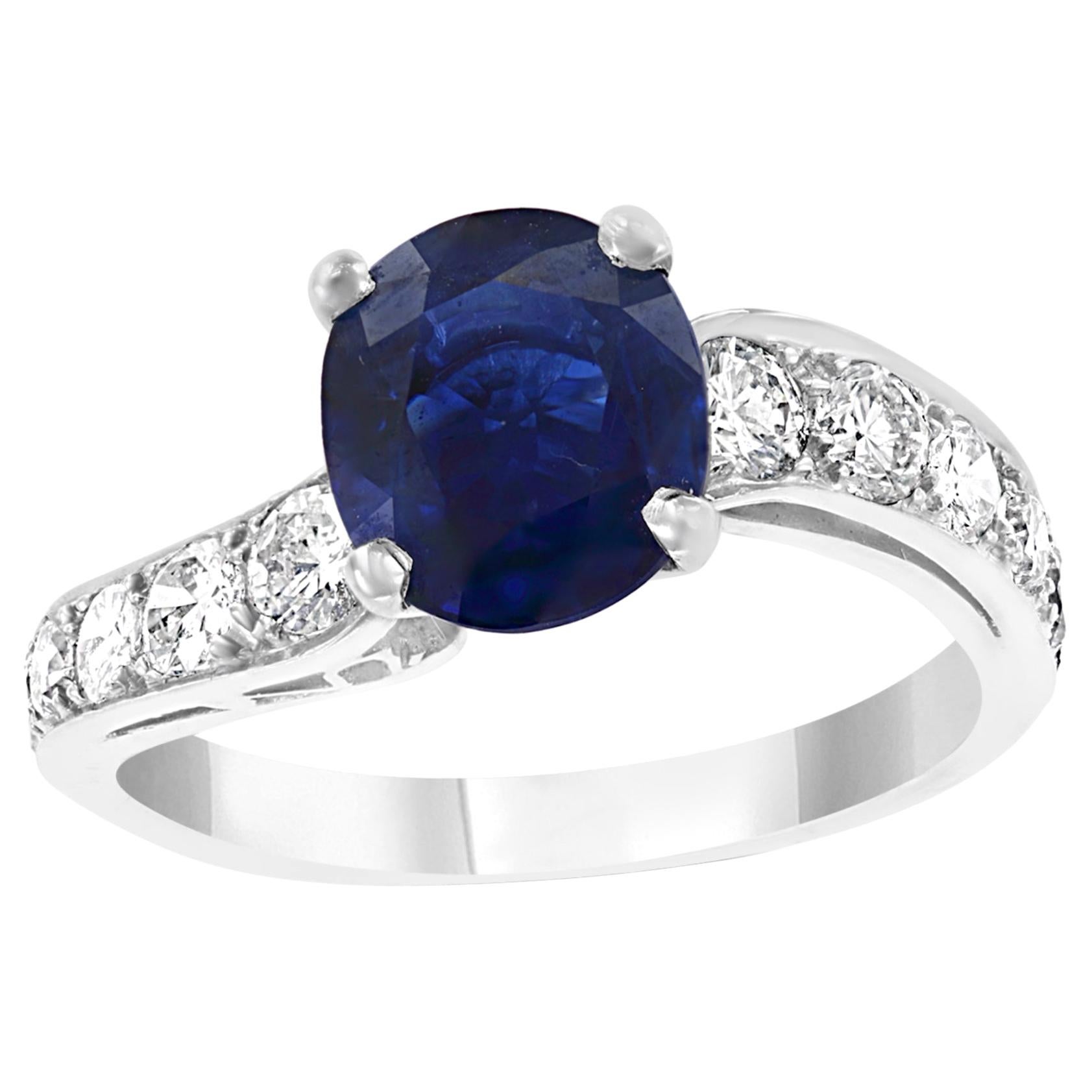 Contemporary Ceylon Sapphire Diamond Ring For Sale at 1stDibs