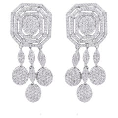 2.5 Ct. SI Clarity HI Color Diamond Dangle Earrings 18 Karat White Gold Jewelry