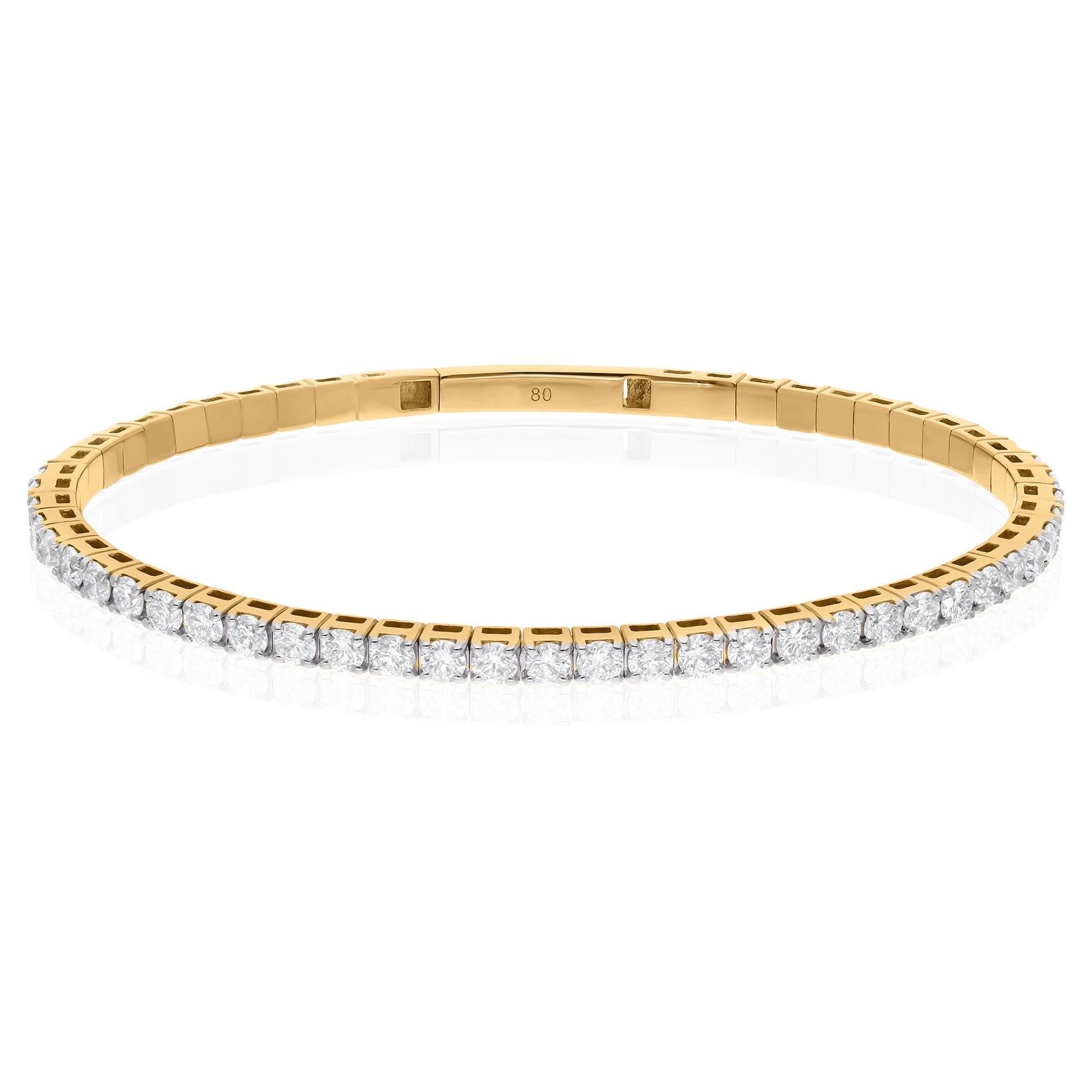 2.5 Ct. SI/HI Diamond Bangle Half Eternity Bracelet 14 Karat Yellow Gold Jewelry For Sale