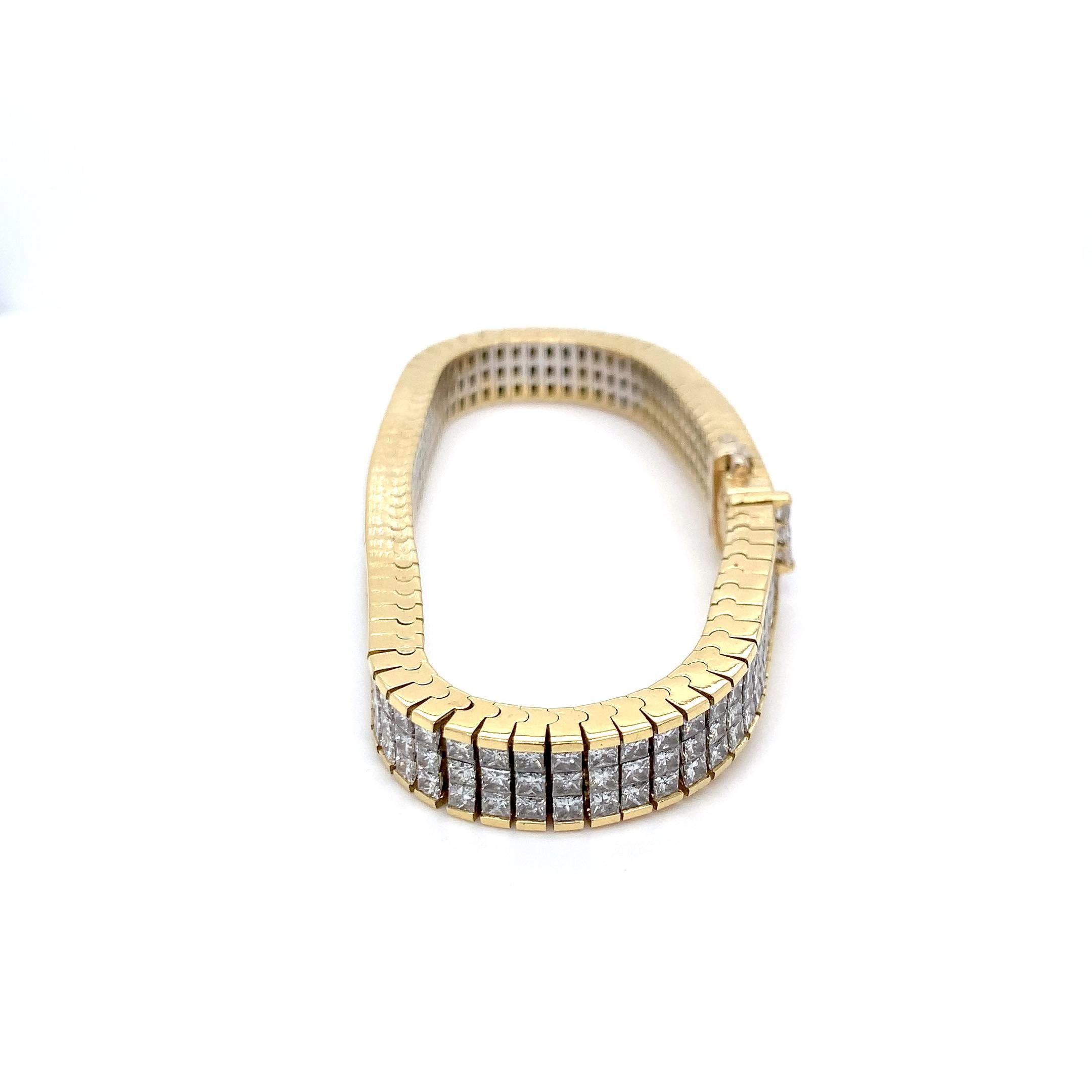 25 Karat Tw Diamant-Armband 18k Gelbgold Channel Set Eternity Vintage Custom  im Angebot 3