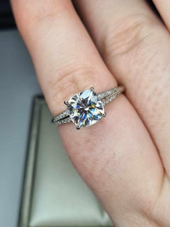 2.5 Cts Cushion Moissanite Ring 925 Silver Women Statement Ring.