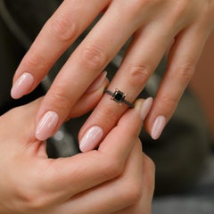 2.5cts Ooak Cushion Cut Natural Black&White Diamond Statement Ring in Rose Gold