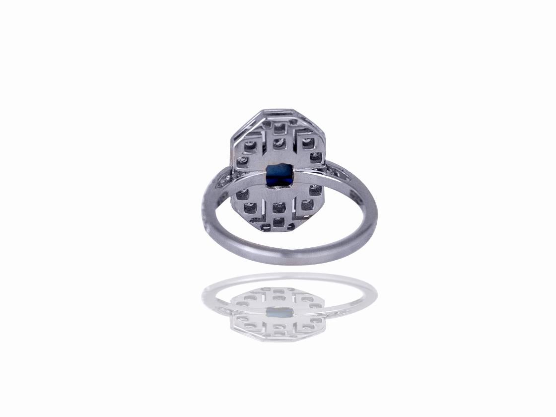 Modern Art Deco, 2.50 CTW Shield Sapphire & Diamond Ring