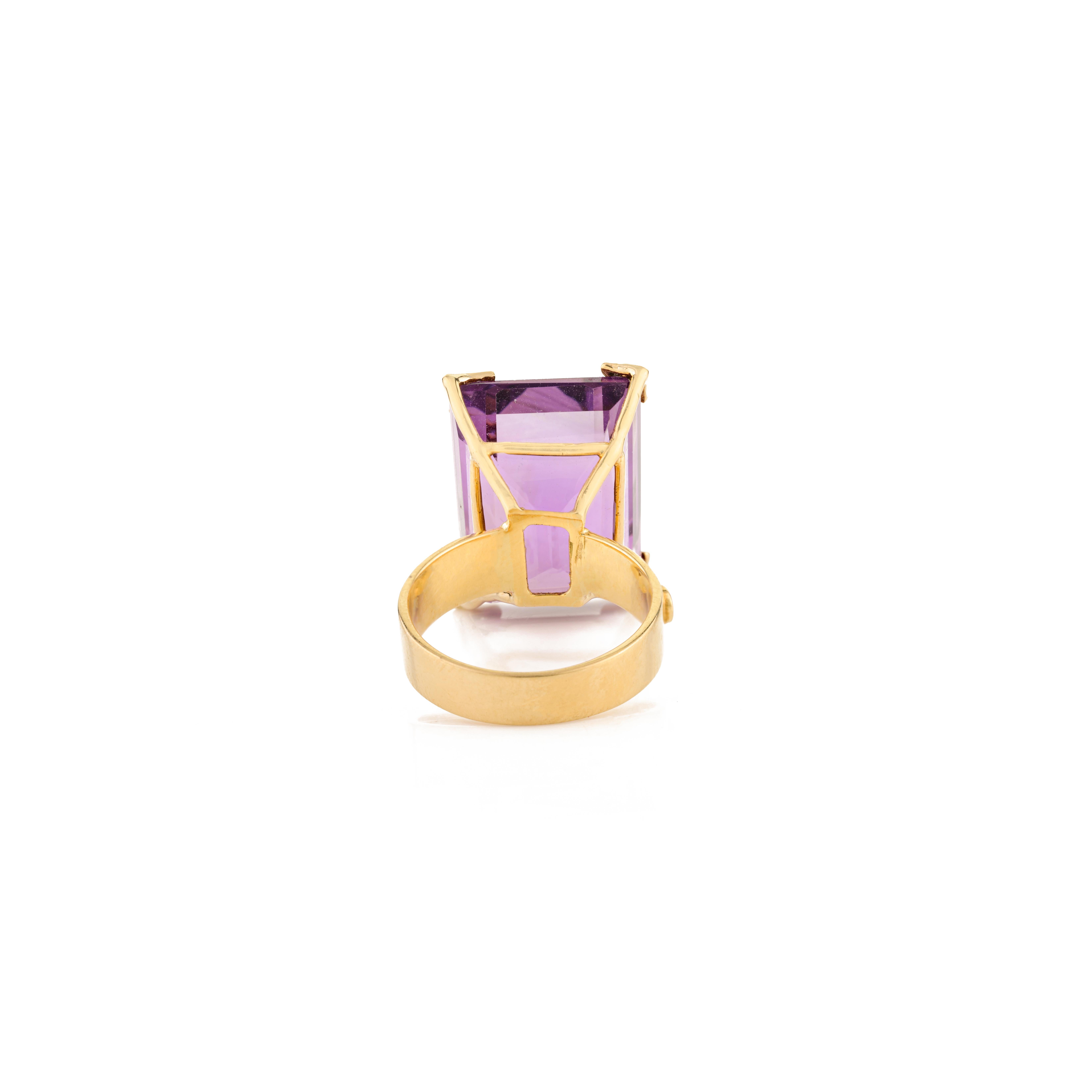 En vente :  Bague cocktail octogonale 25 carats avec griffes en or jaune 14 carats 7