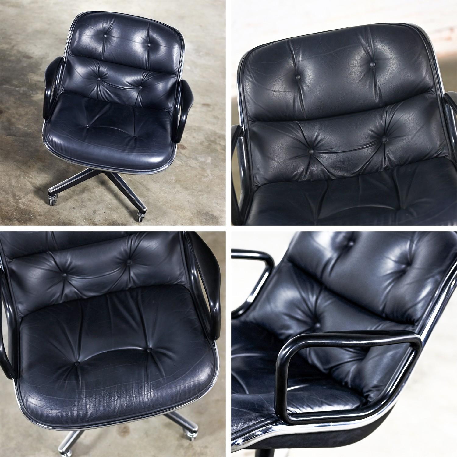 25 Poltrone direzionali di Charles Pollock per Knoll in pelle nera e base a 4 punte in vendita 8