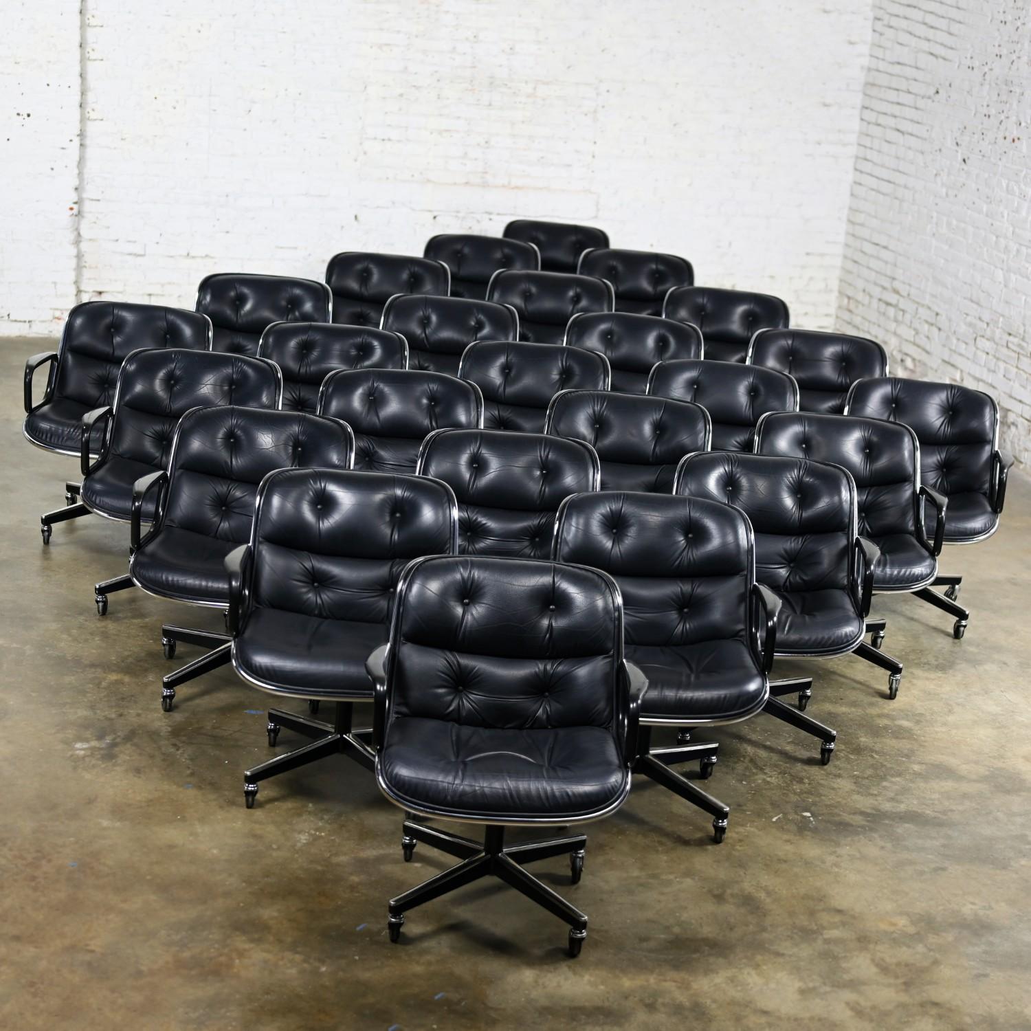 25 Poltrone direzionali di Charles Pollock per Knoll in pelle nera e base a 4 punte in vendita 13