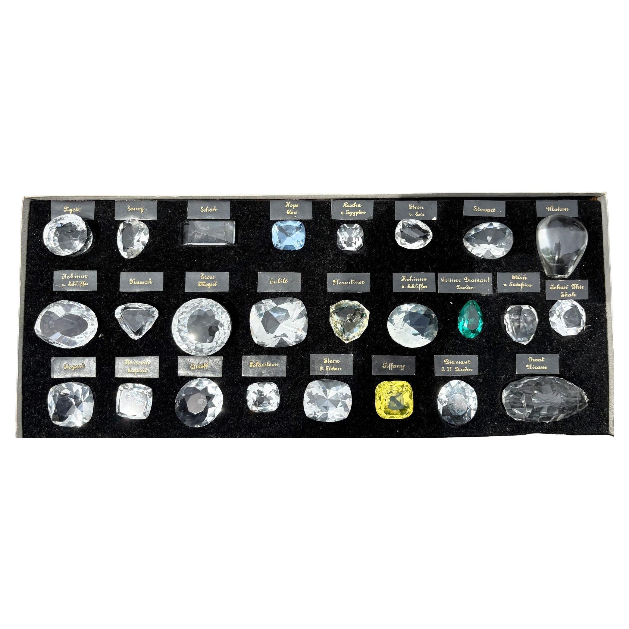 25 Glass Reproductions of Historical Diamonds, Leather Pad Case, Sotheby's Prov. For Sale