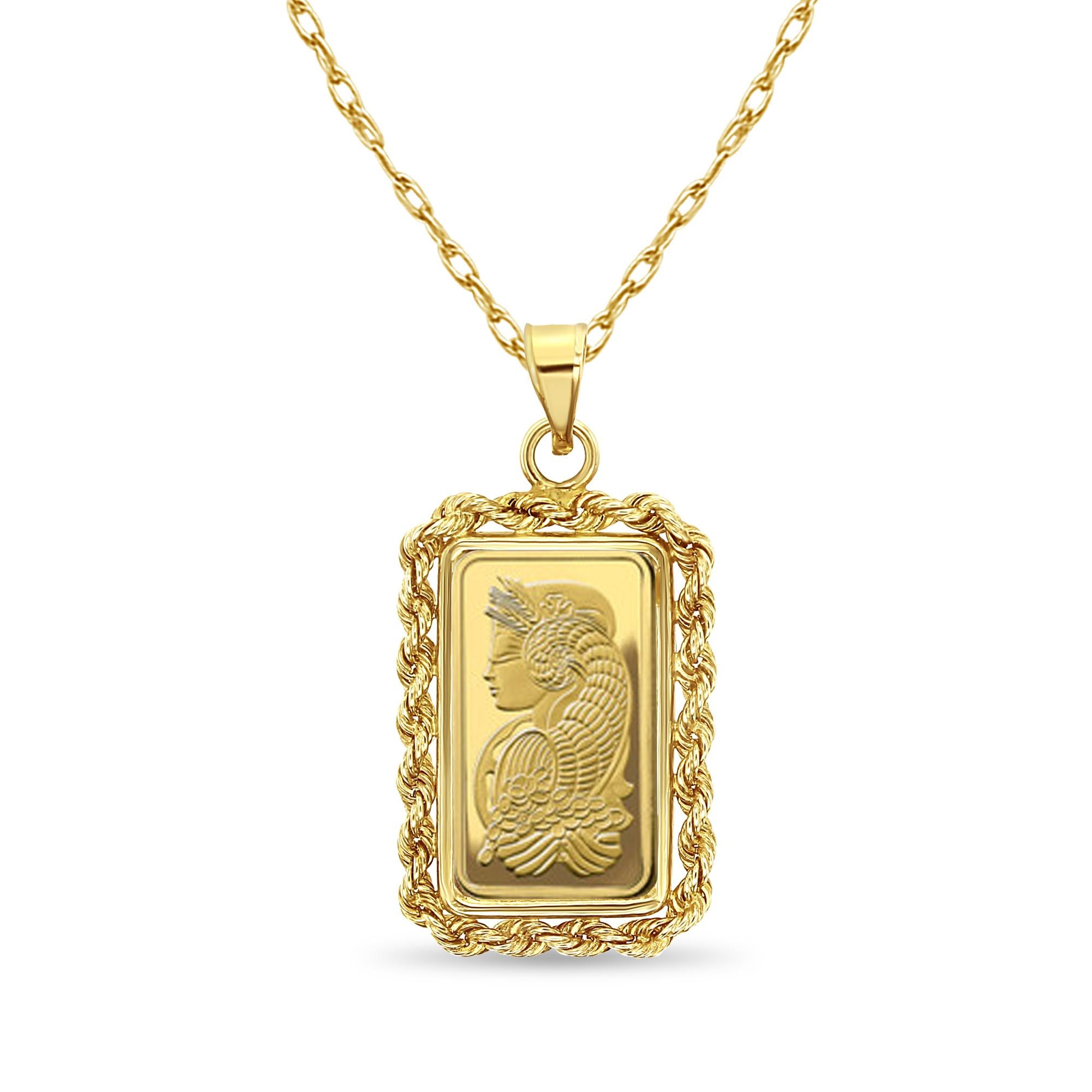 Women's or Men's 2.5 Gram Pamp Credit Suisse Gold Bar Rope Necklace For Sale