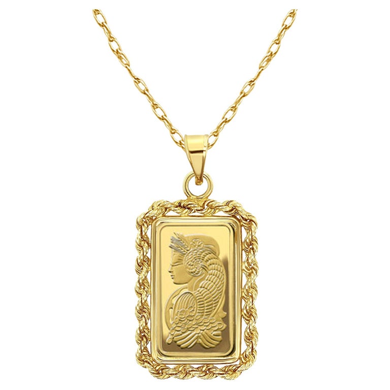 Gram Pamp Credit Suisse Gold Bar Rope Necklace For Sale at 1stDibs