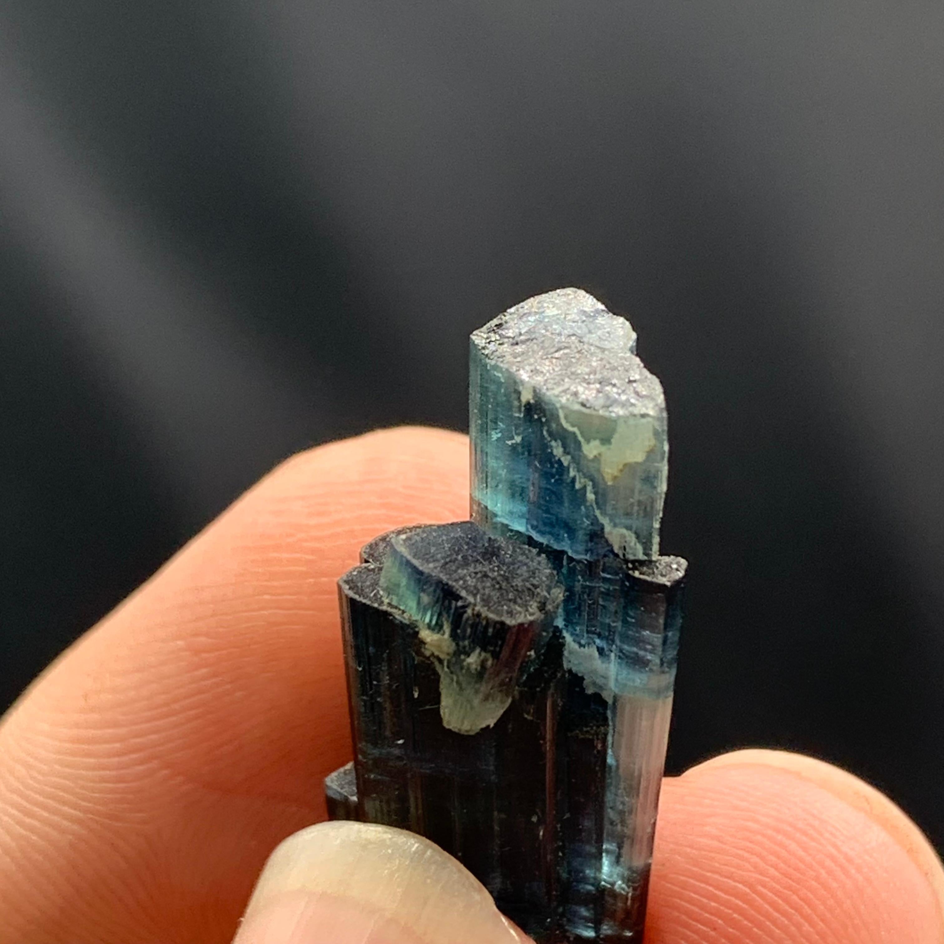 Contemporary 2.5 Grams Robust Terminated Indicolite Tourmaline Crystals From Afghanistan For Sale
