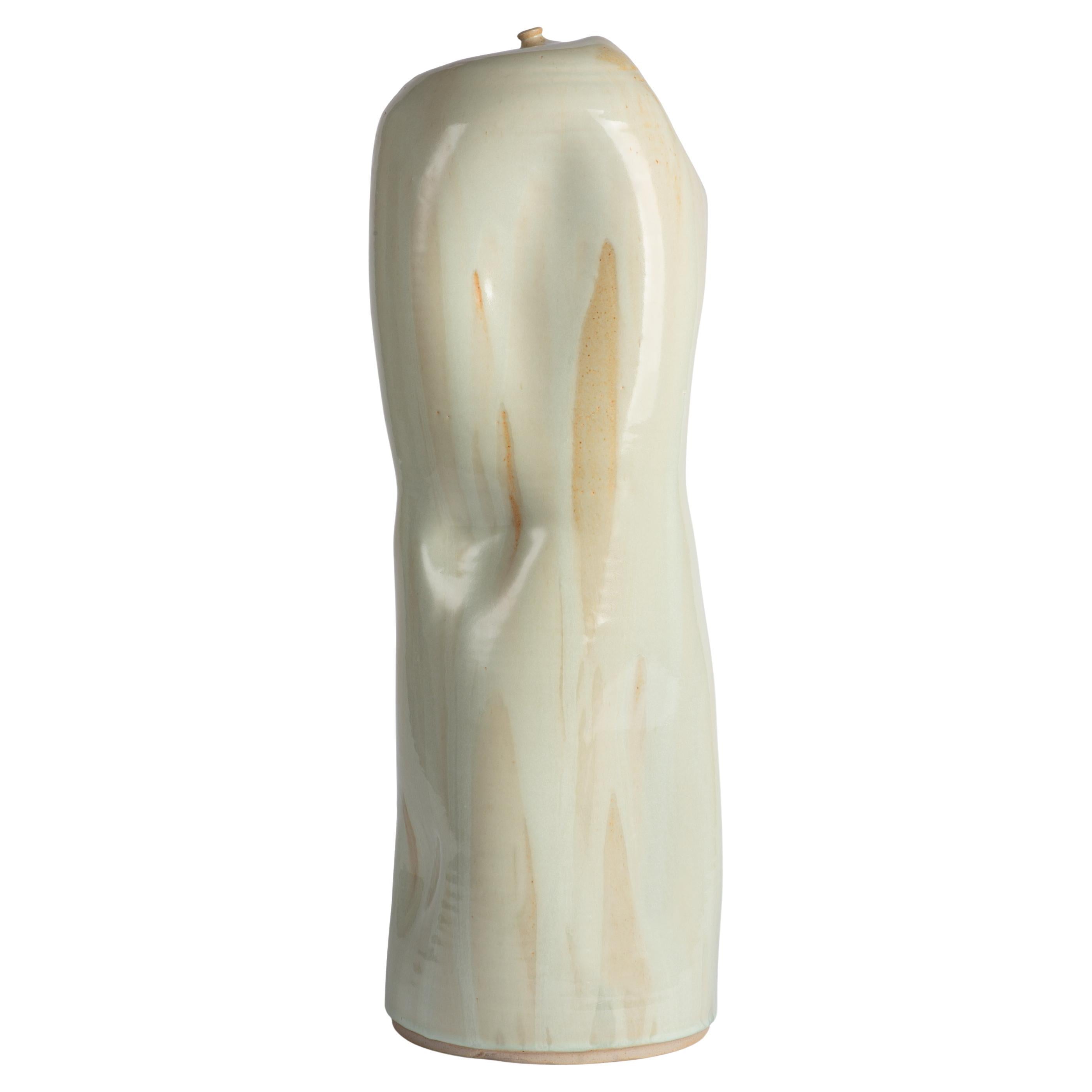 Jarrón de Cerámica Crema Hand Made de 25", Escultura