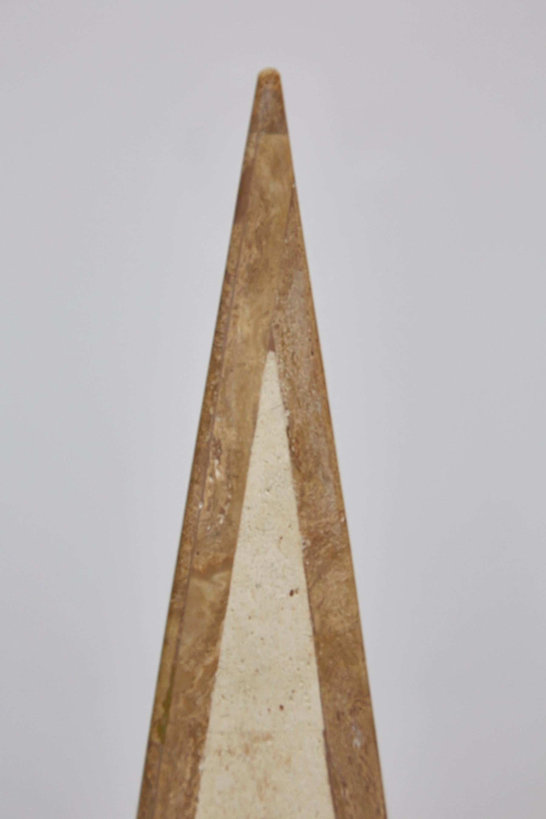 25 in. Tall Decorative Tessellated Stone Pyramid Obelisk, 1990s For Sale 6