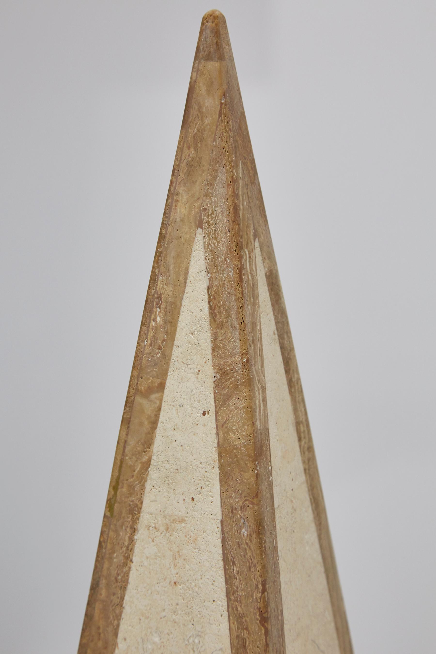 25 in. Tall Decorative Tessellated Stone Pyramid Obelisk, 1990s For Sale 7