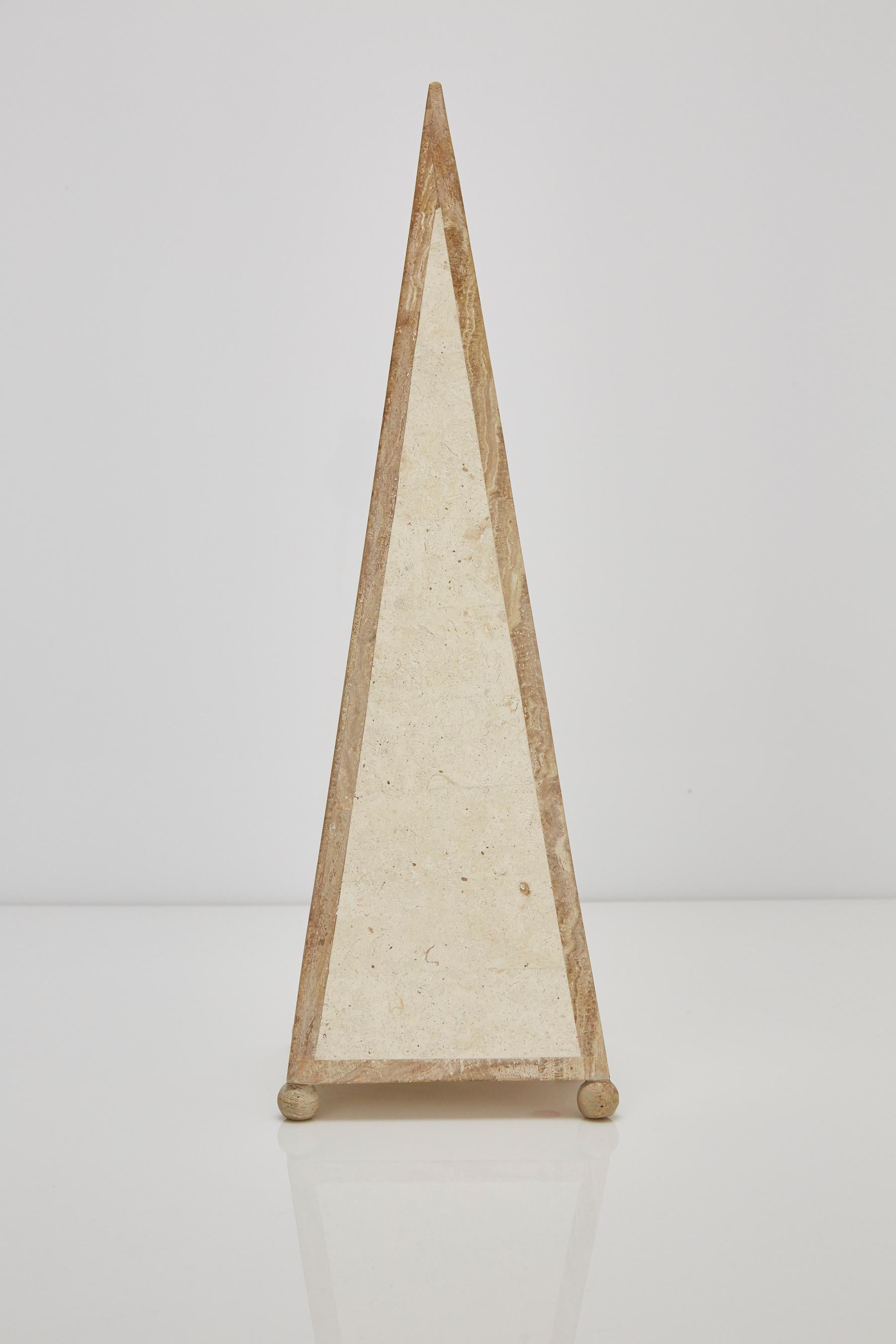 25 inches tall decorative pyramid in tessellated Mactan stone with wood stone trim.

Coordinates with items LU1484211449901 and LU1484211449891 for a set of three.

All furnishings are made from 100% natural Fossil Stone or Seashell inlay, carefully