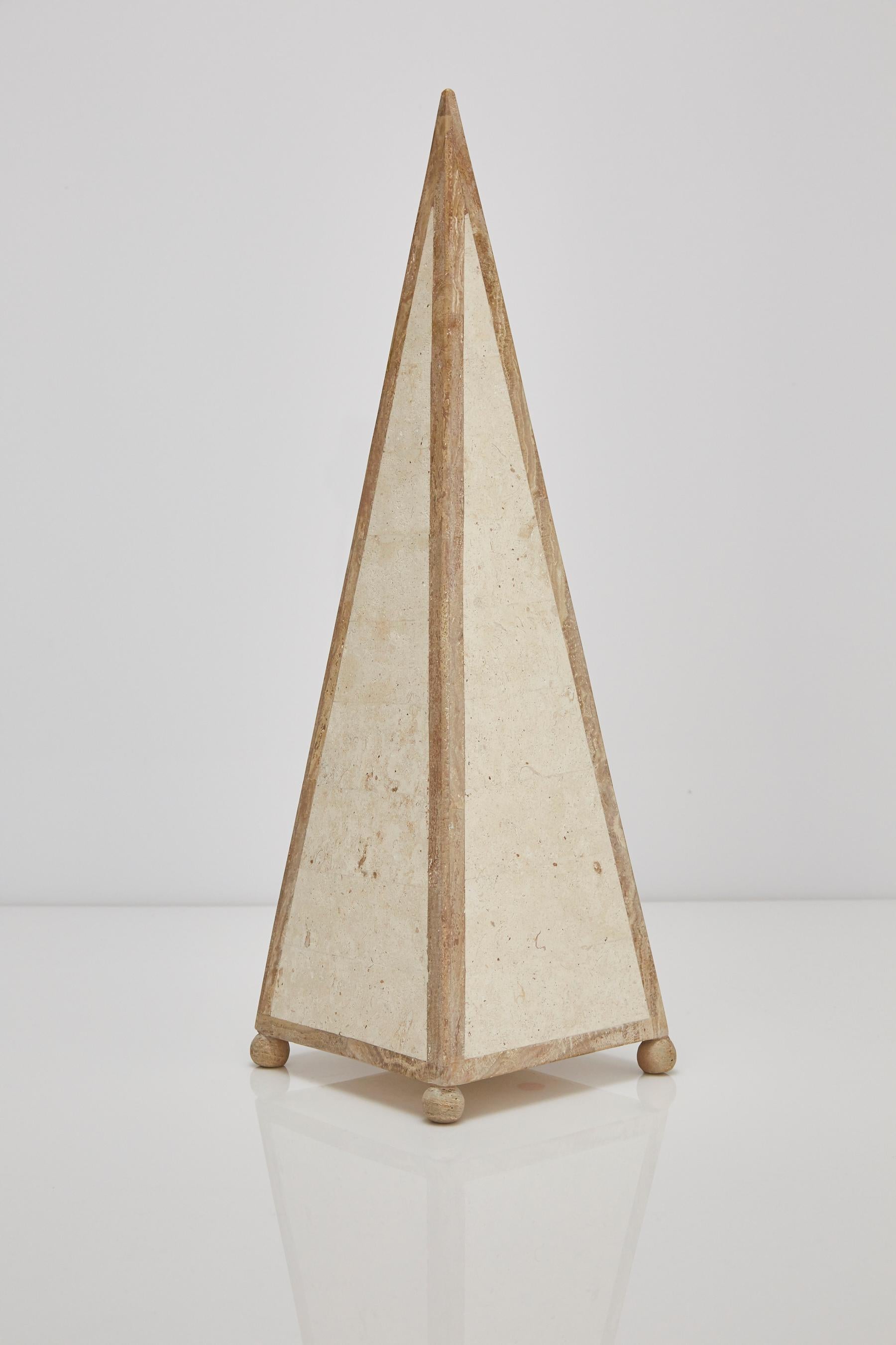 Philippine 25 in. Tall Decorative Tessellated Stone Pyramid Obelisk, 1990s For Sale