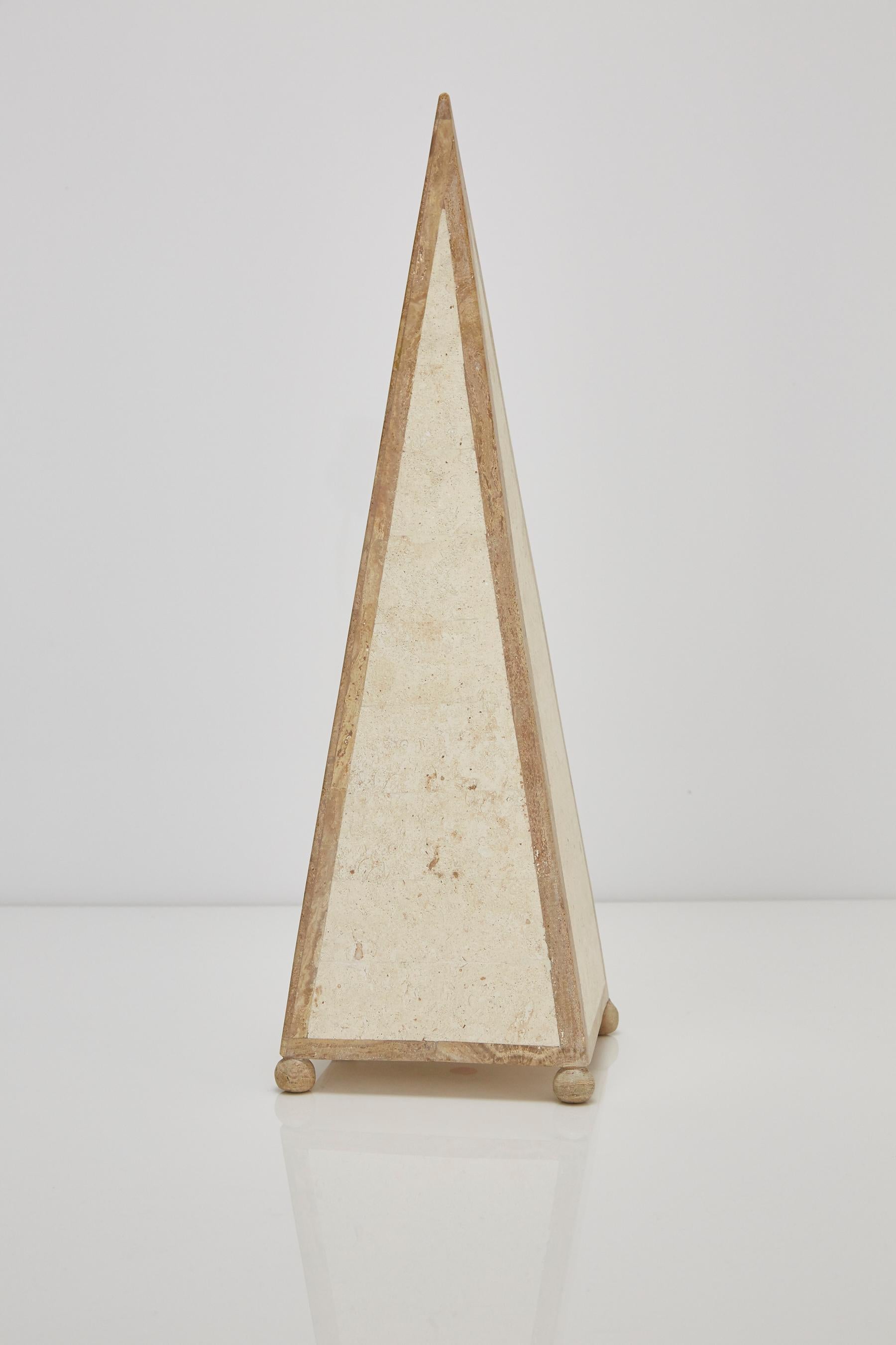 25 in. Tall Decorative Tessellated Stone Pyramid Obelisk, 1990s For Sale 2