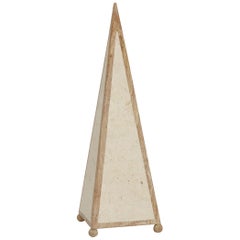 25 in. Tall Decorative Tessellated Stone Pyramid Obelisk, 1990s