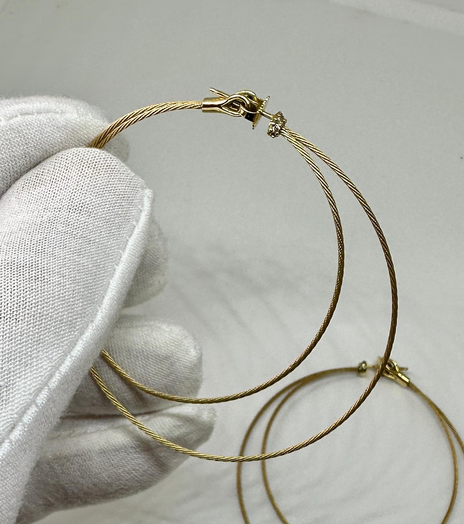 Orecchini a cerchio con diamanti da 2,5 pollici Orecchini a goccia intrecciati in oro 14 carati in vendita 5