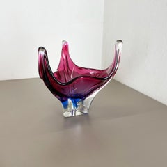 Centro de mesa en forma de concha con cuenco de cristal floral de 2,5 Kg de Fratelli Toso Murano, Italia, años 70