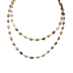 Vintage-Halskette mit 29-Zoll-Kette und naturbelassenem, mehrfarbigem Diamanten (82,00 Karat) aus 18-karätigem Weißgold